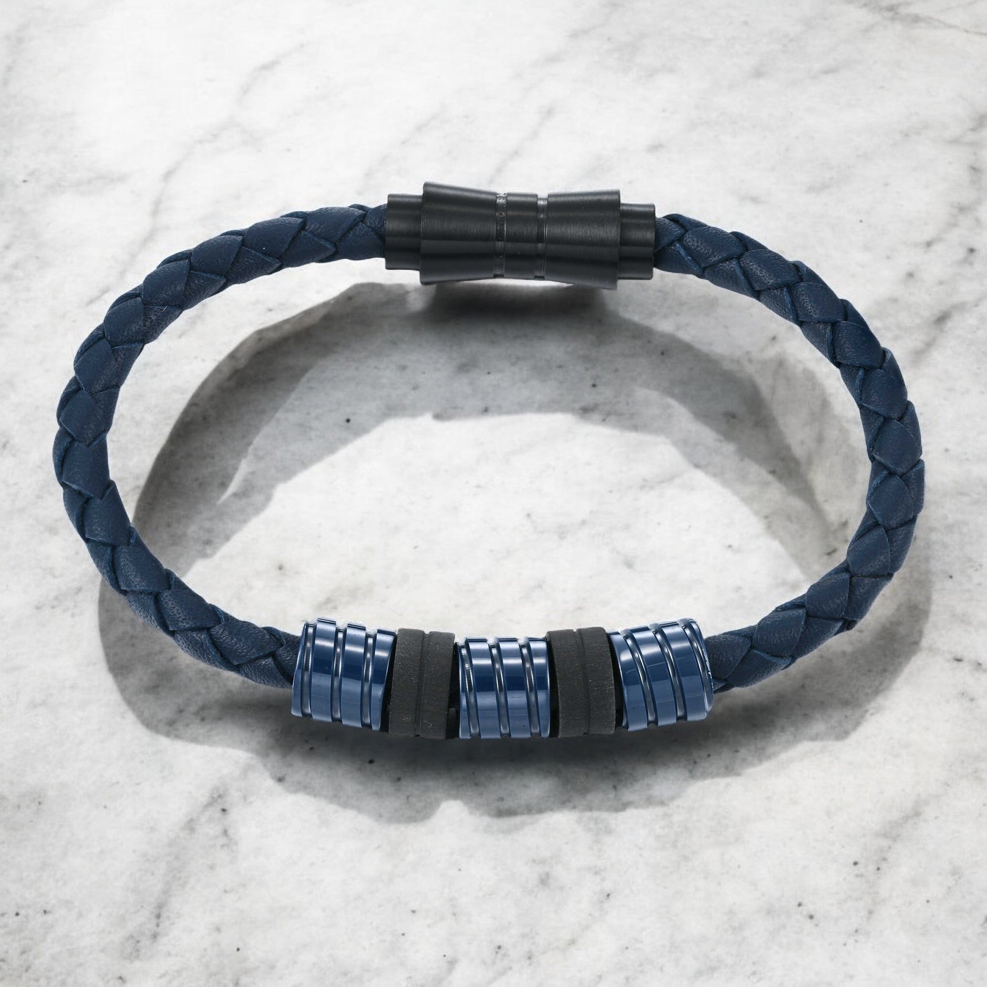 Mens Azure Edge Leather Bracelet
