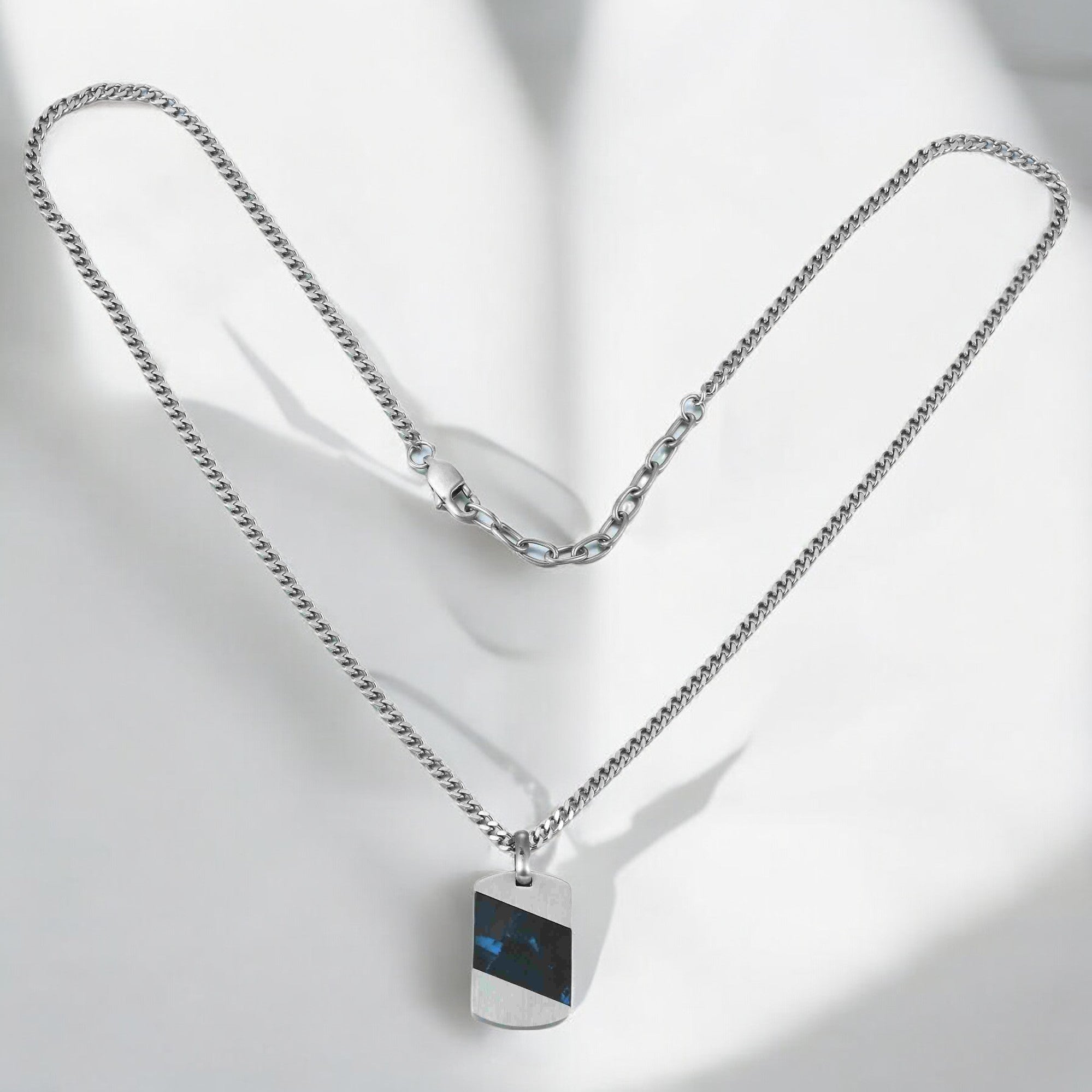 Mens Silver Storm Carbon Neckchain