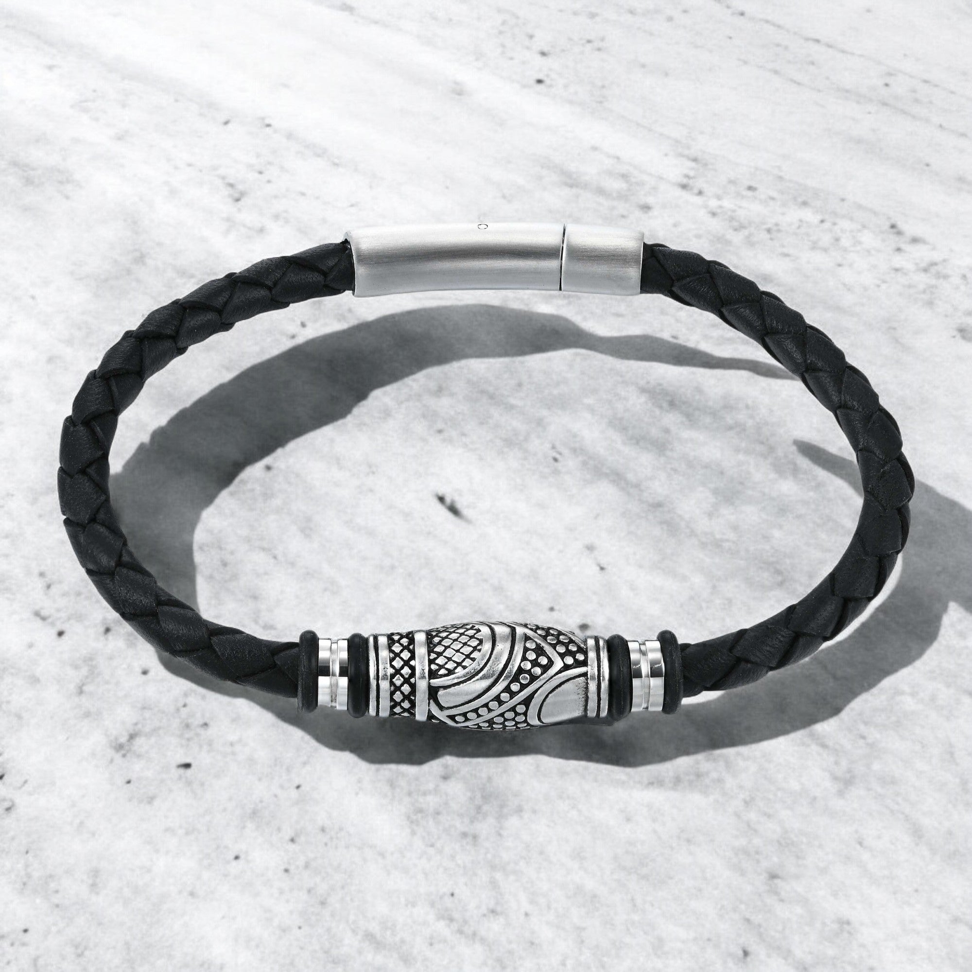 Mens Eclipse Band Leather Bracelet