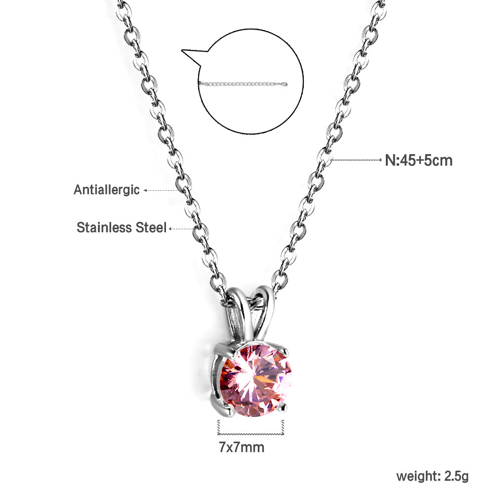 Pink Stone Pendant Necklace