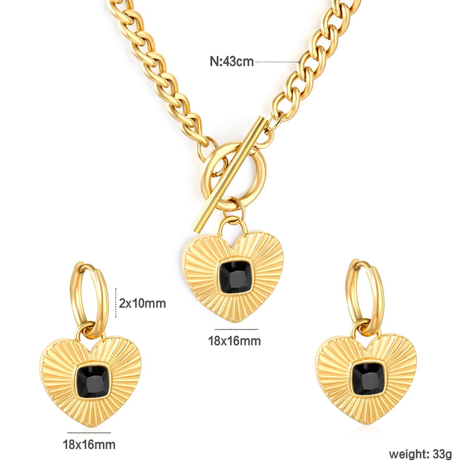 Chunky Heart Pendant Set
