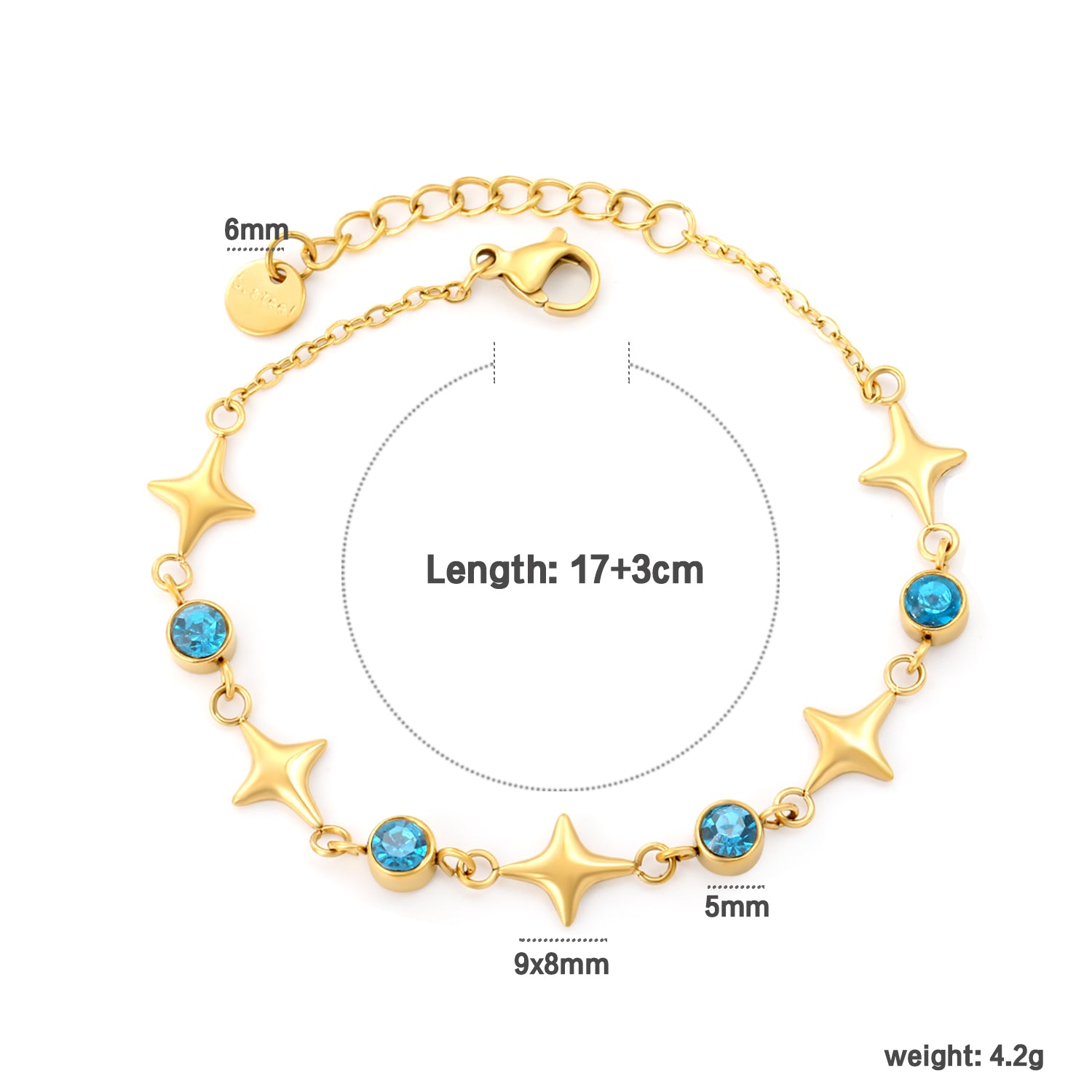 Blue and Gold Star Loose Bracelet