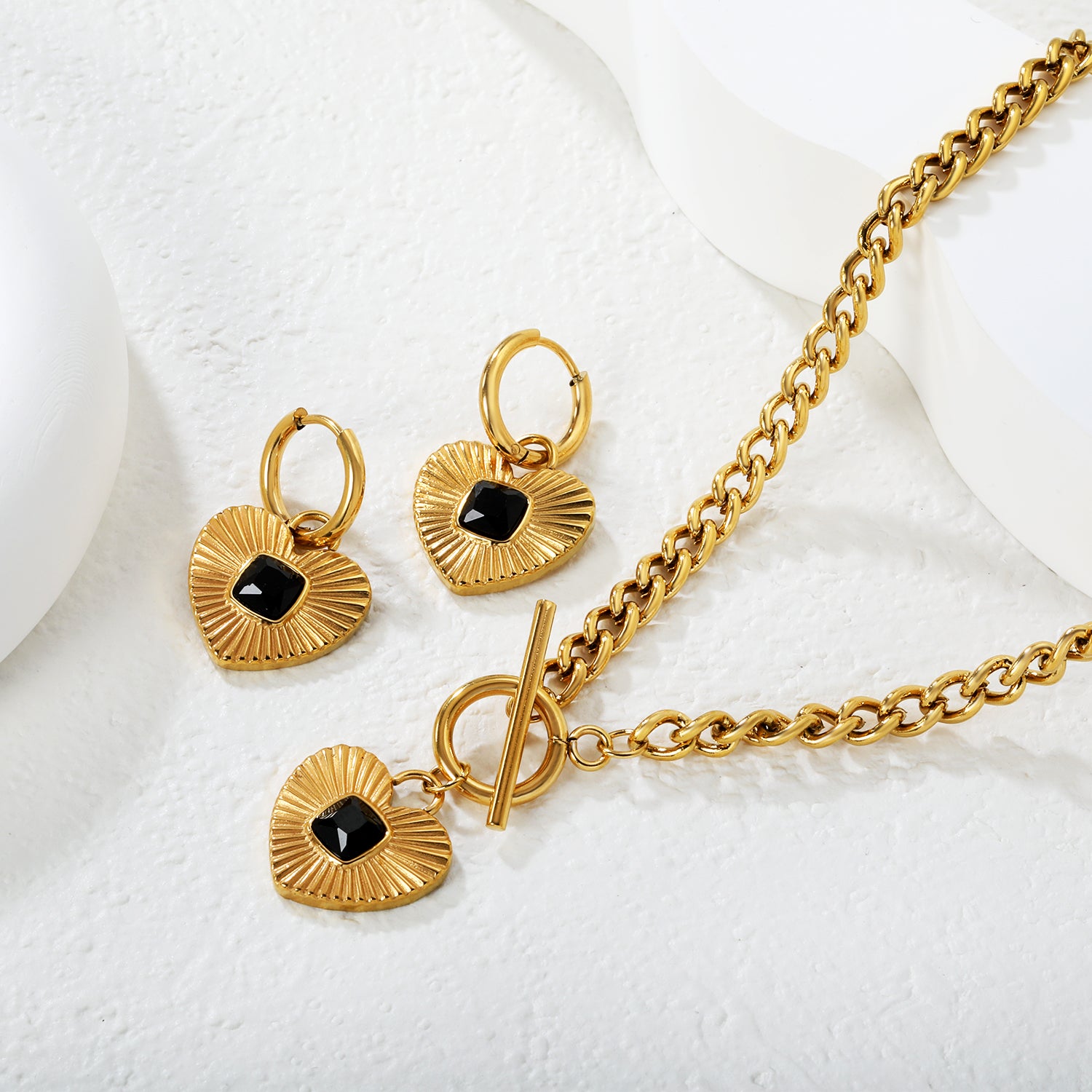 Chunky Heart Pendant Set