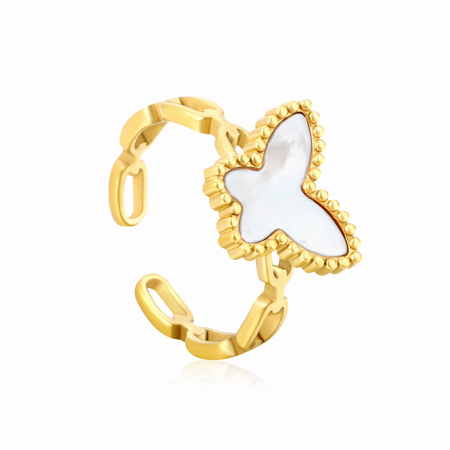 White Butterfly MOP Ring