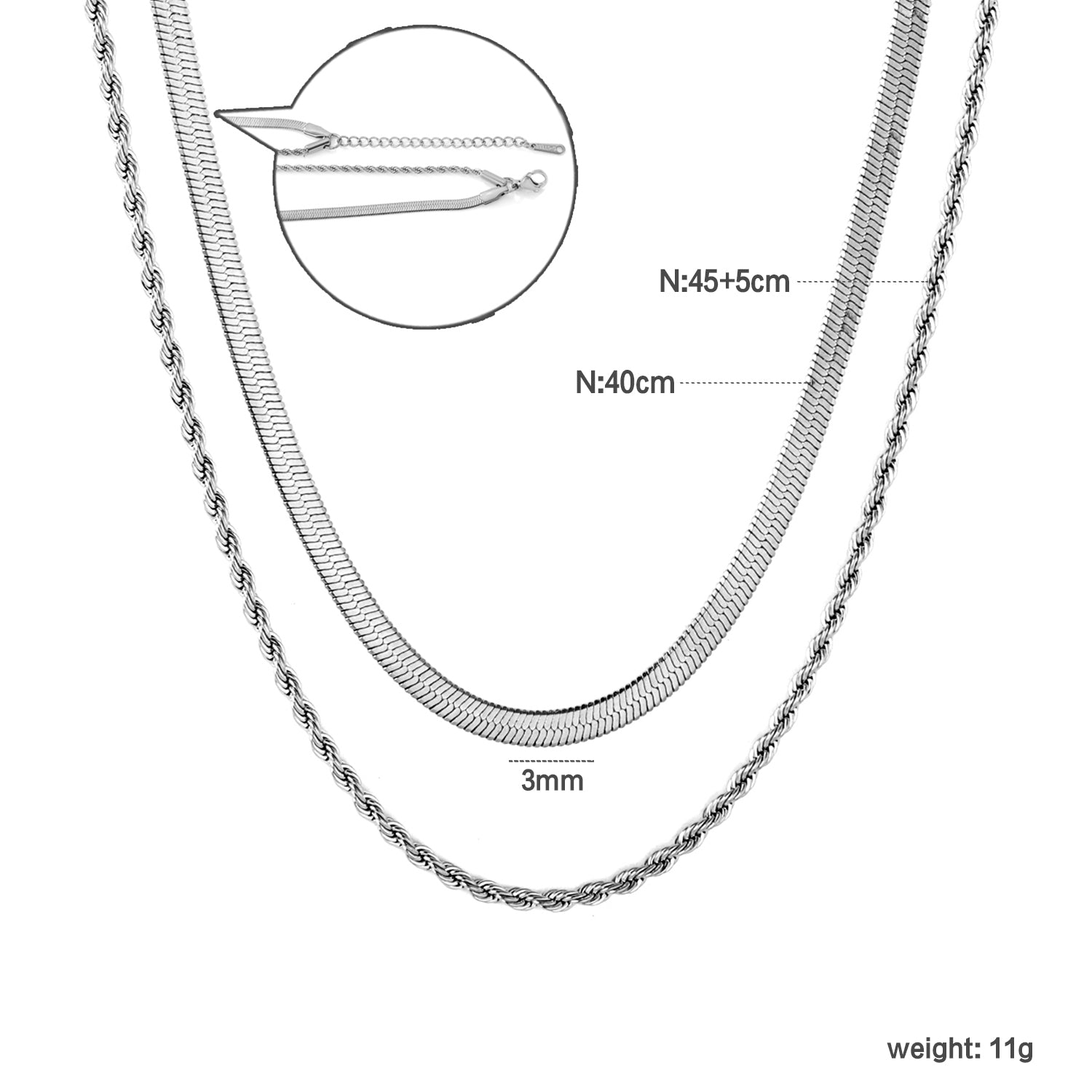 Silver Snake Chain Layered Necklace