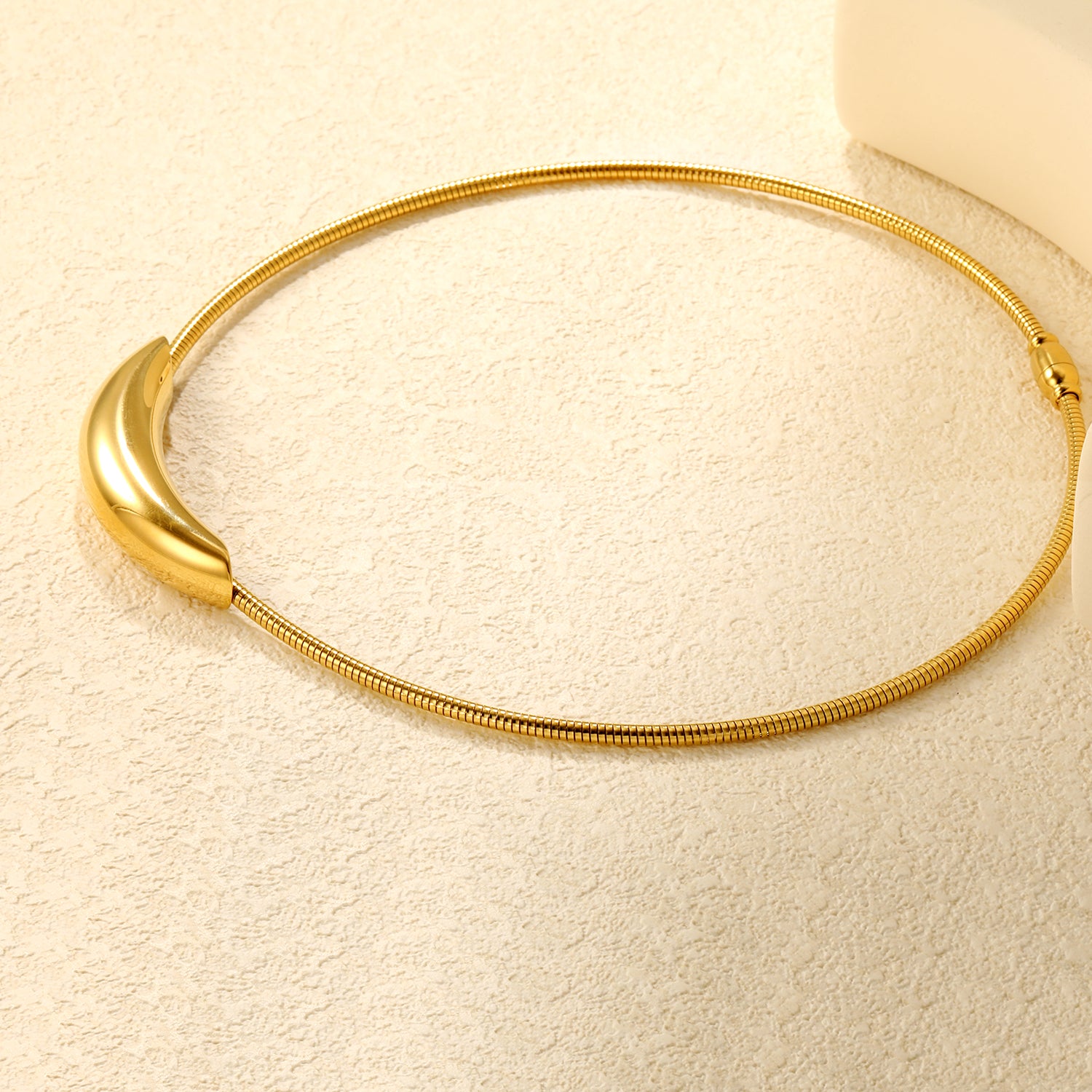 Gold Stiff Statement Necklace