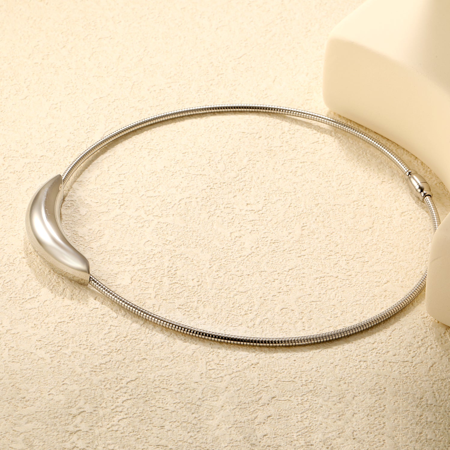 Silver Stiff Statement Necklace