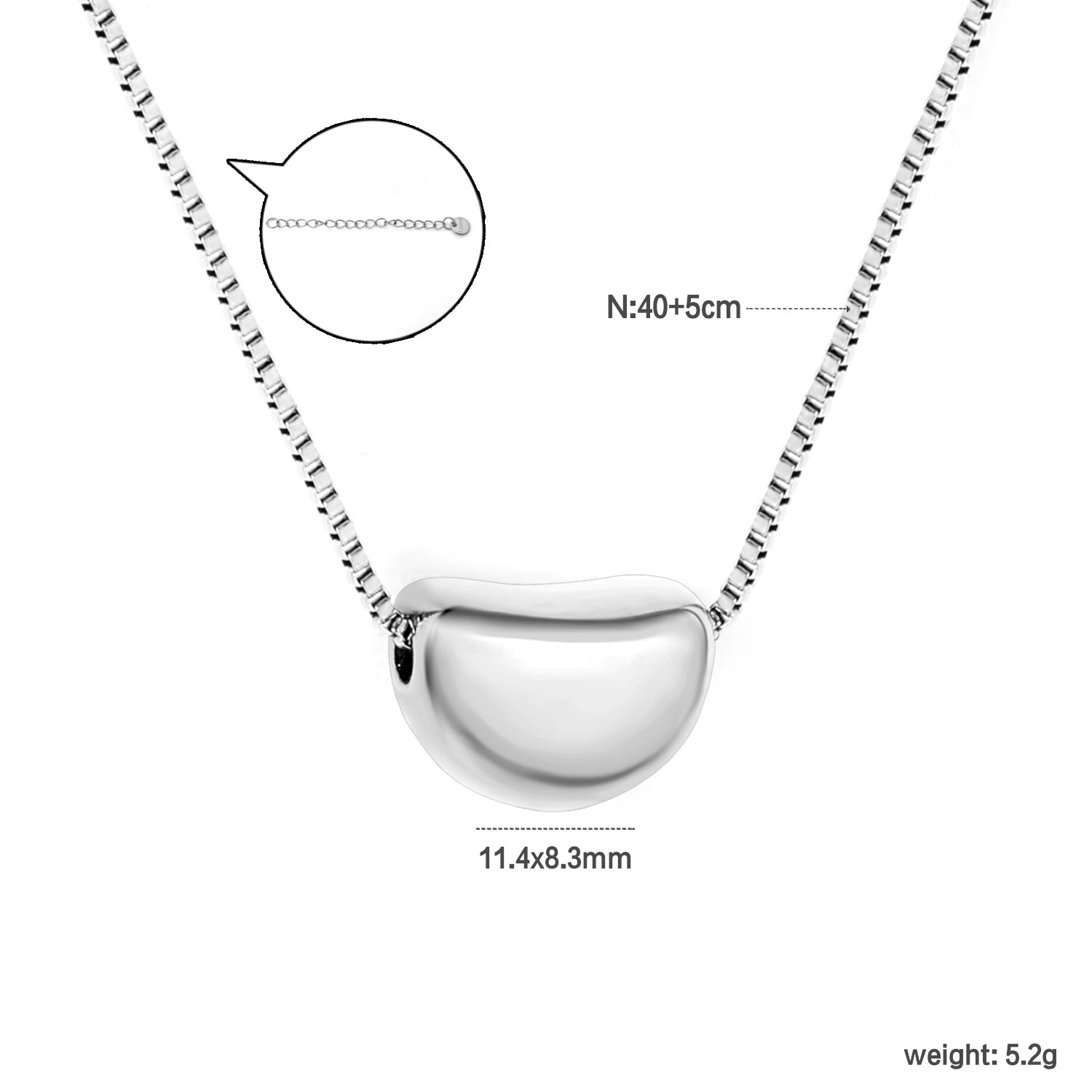Silver Button Pendant Necklace