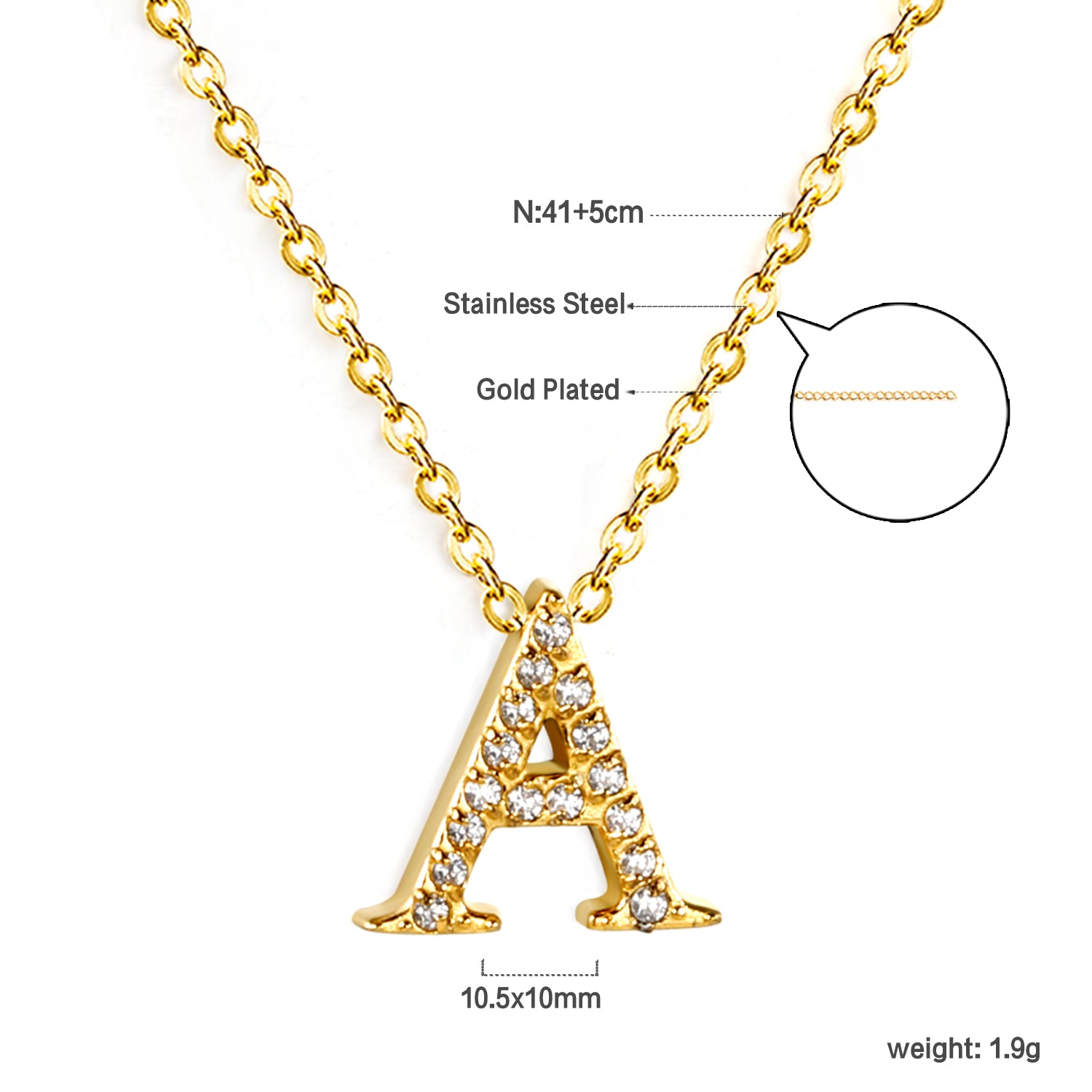Letter A Pendant Necklace