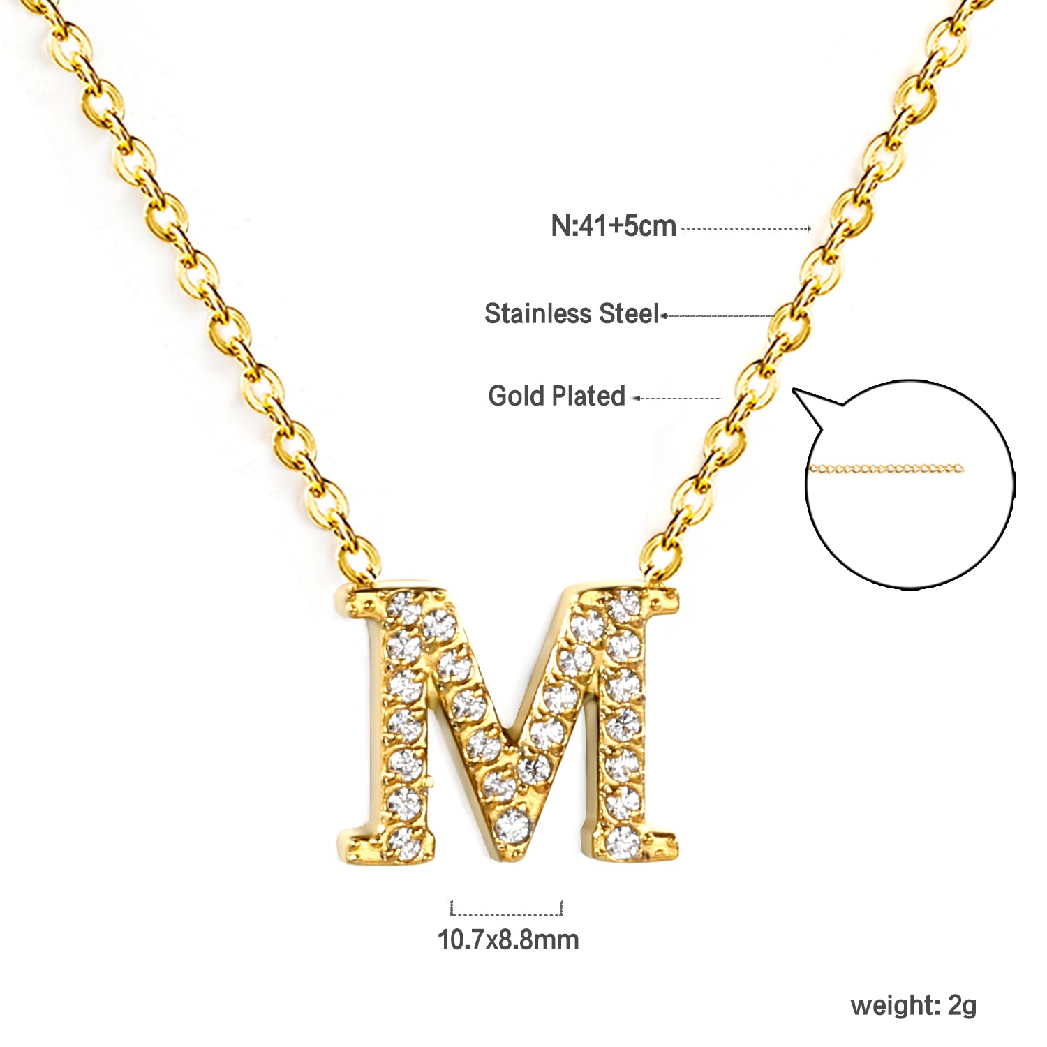Letter M Pendant Necklace