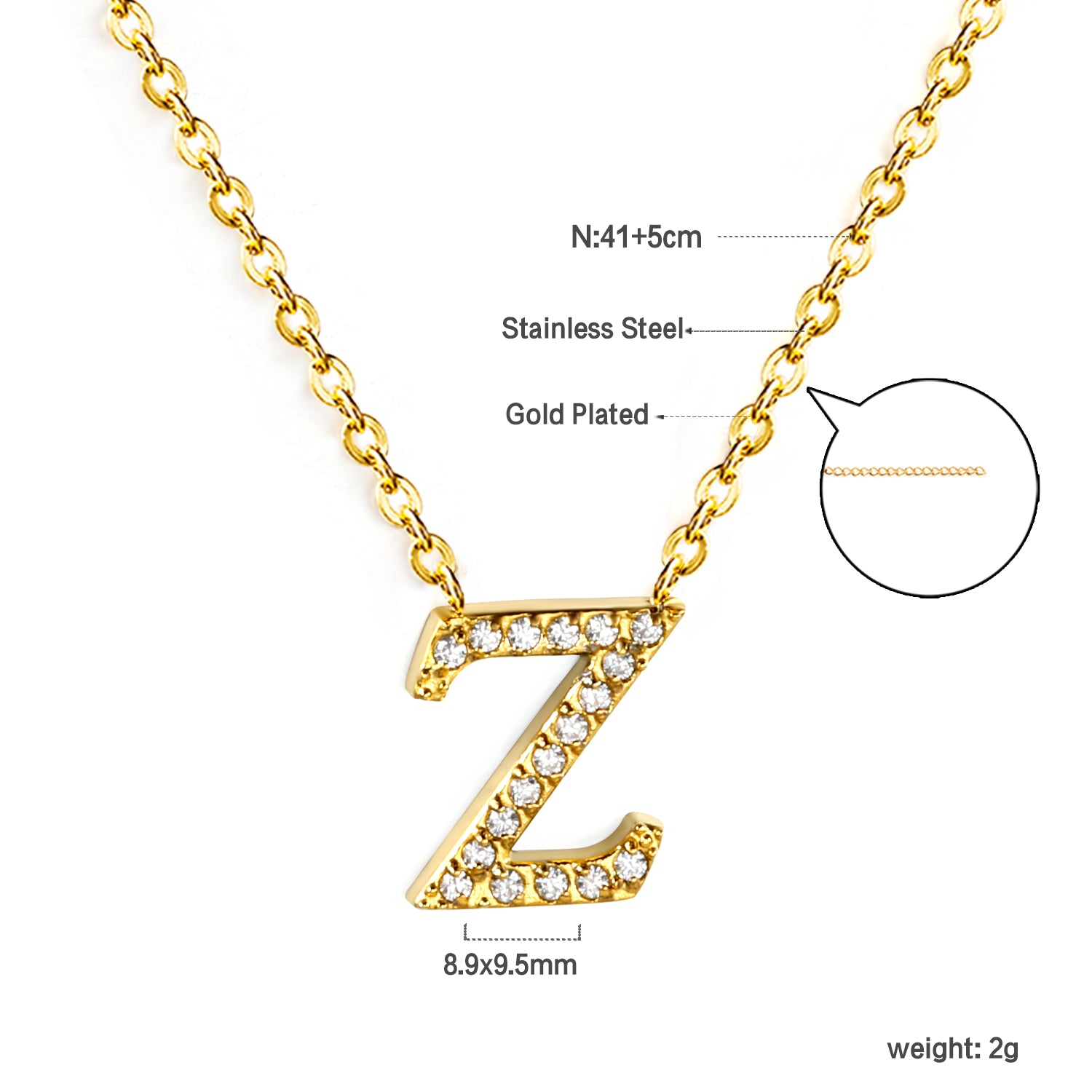 Letter Z Pendant Necklace