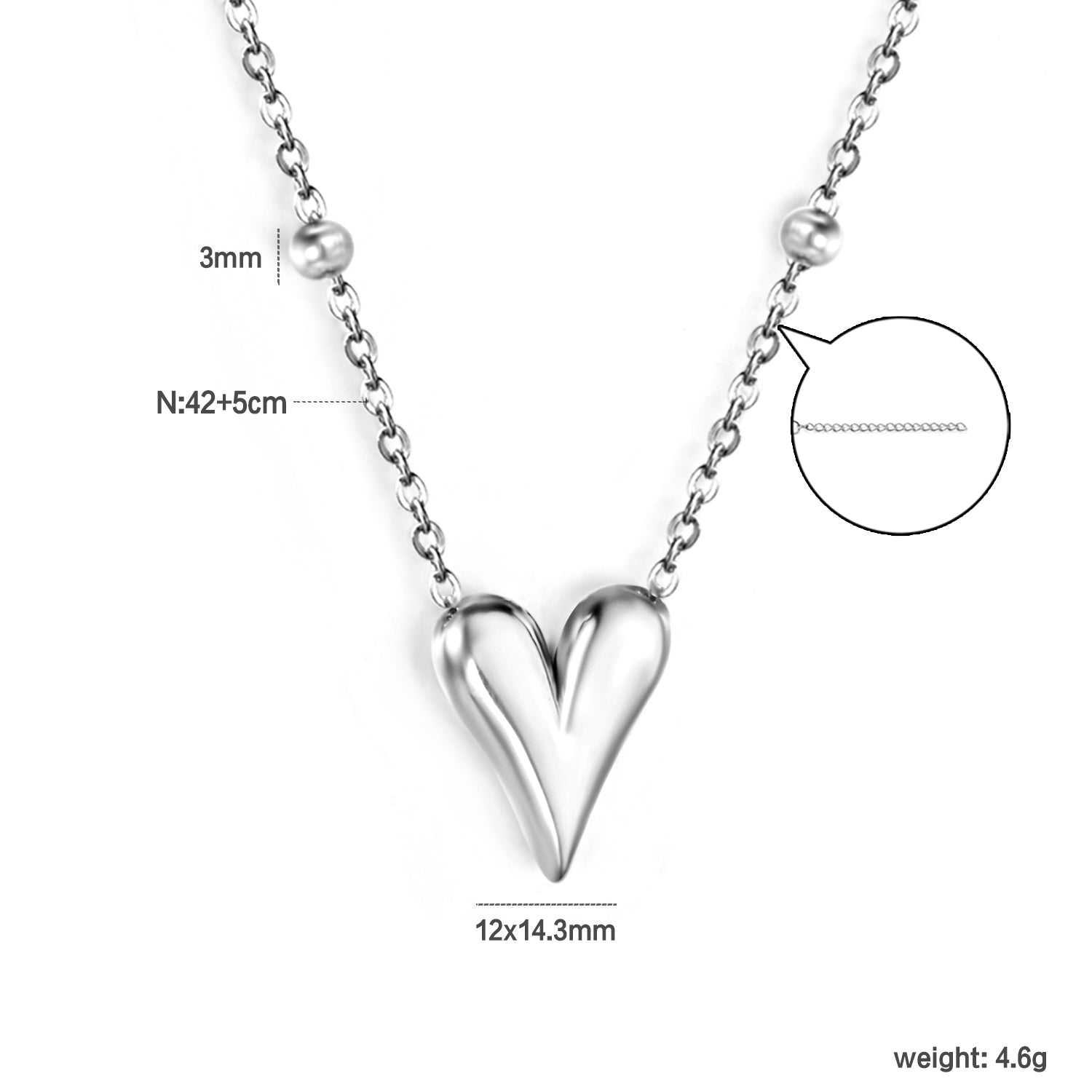 Silver Heart Pendant Necklace