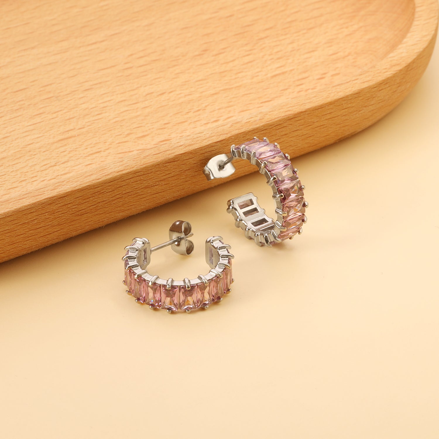 Pink Diamond Hoops