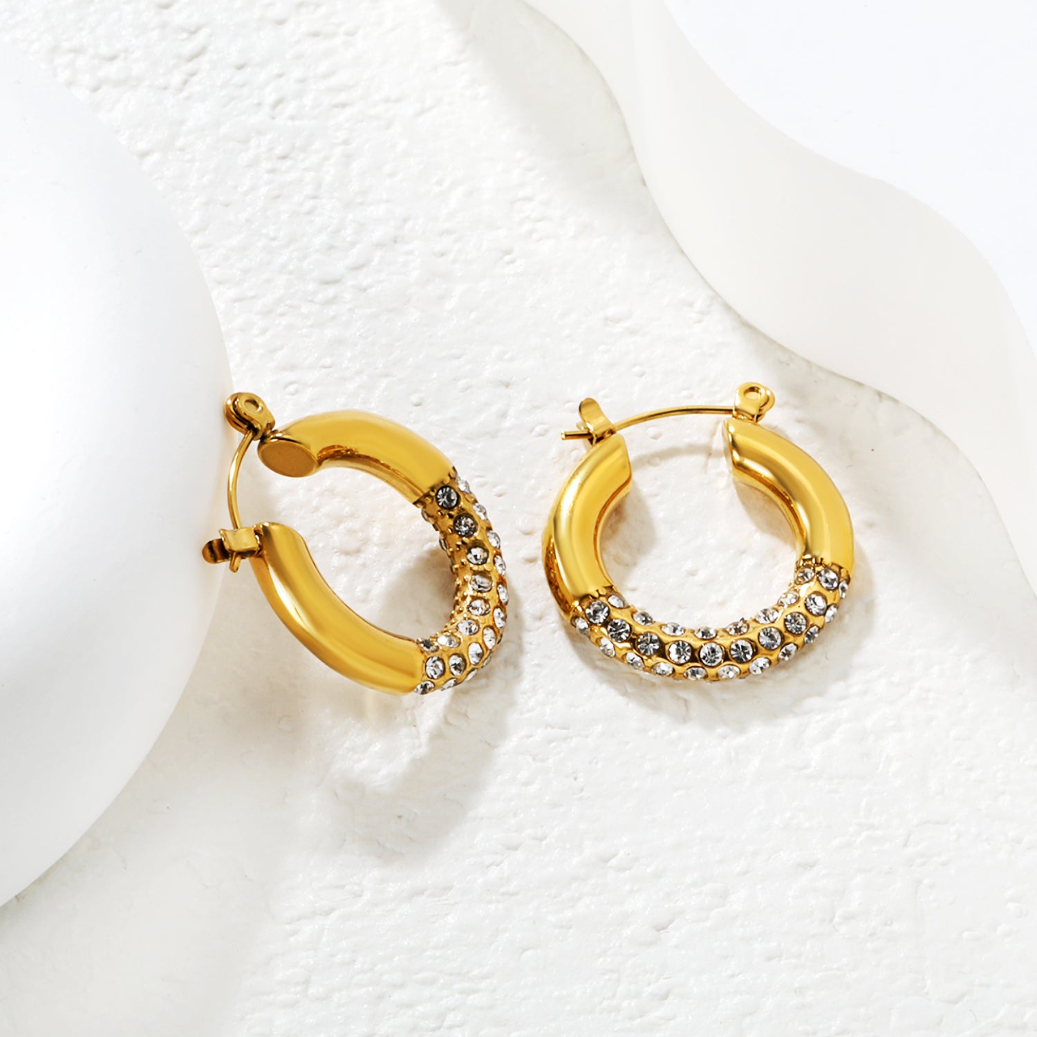Half Diamond crusted Hoops