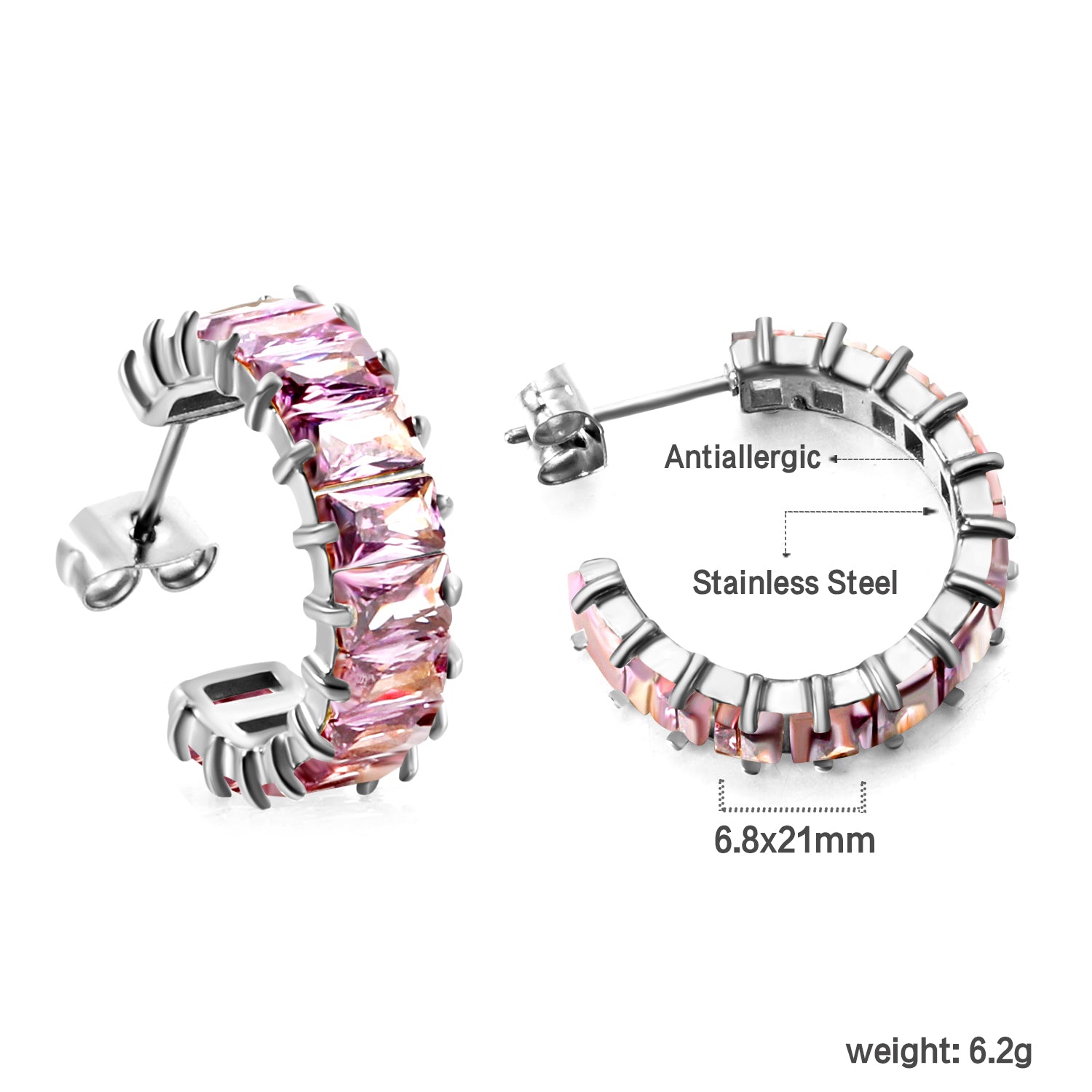 Pink Diamond Hoops