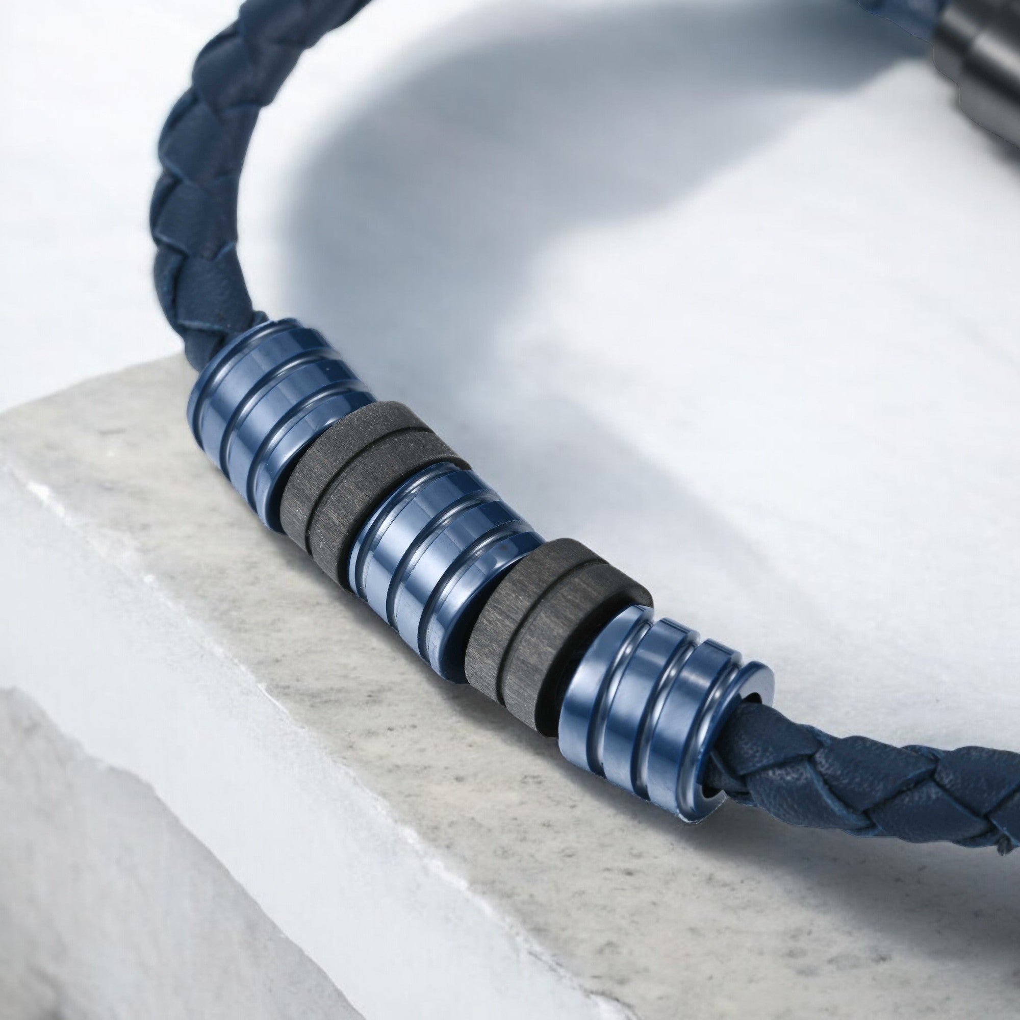 Mens Azure Edge Leather Bracelet
