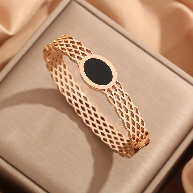 Enamel Oval Charm Bangle Bracelet