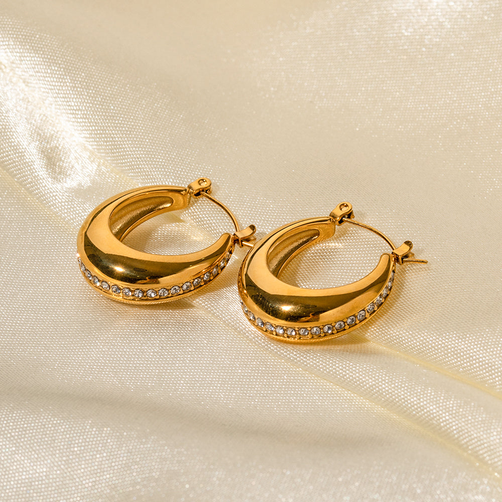 Sparkle Line Gold - Cubic Zirconia Hoops