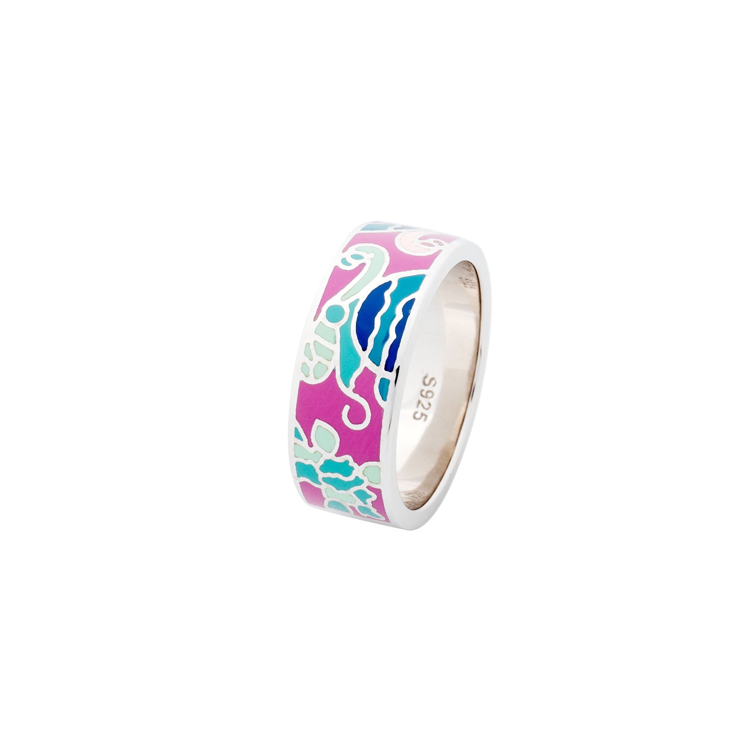 925 Silver Colour Oasis Enamel Ring