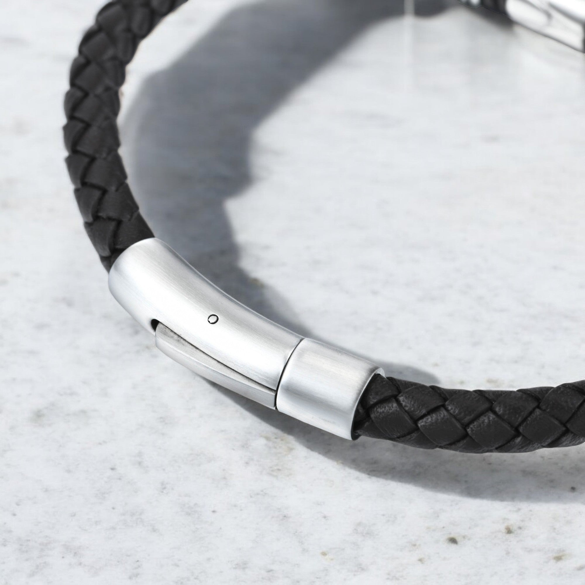Mens Midnight Weave Leather Bracelet