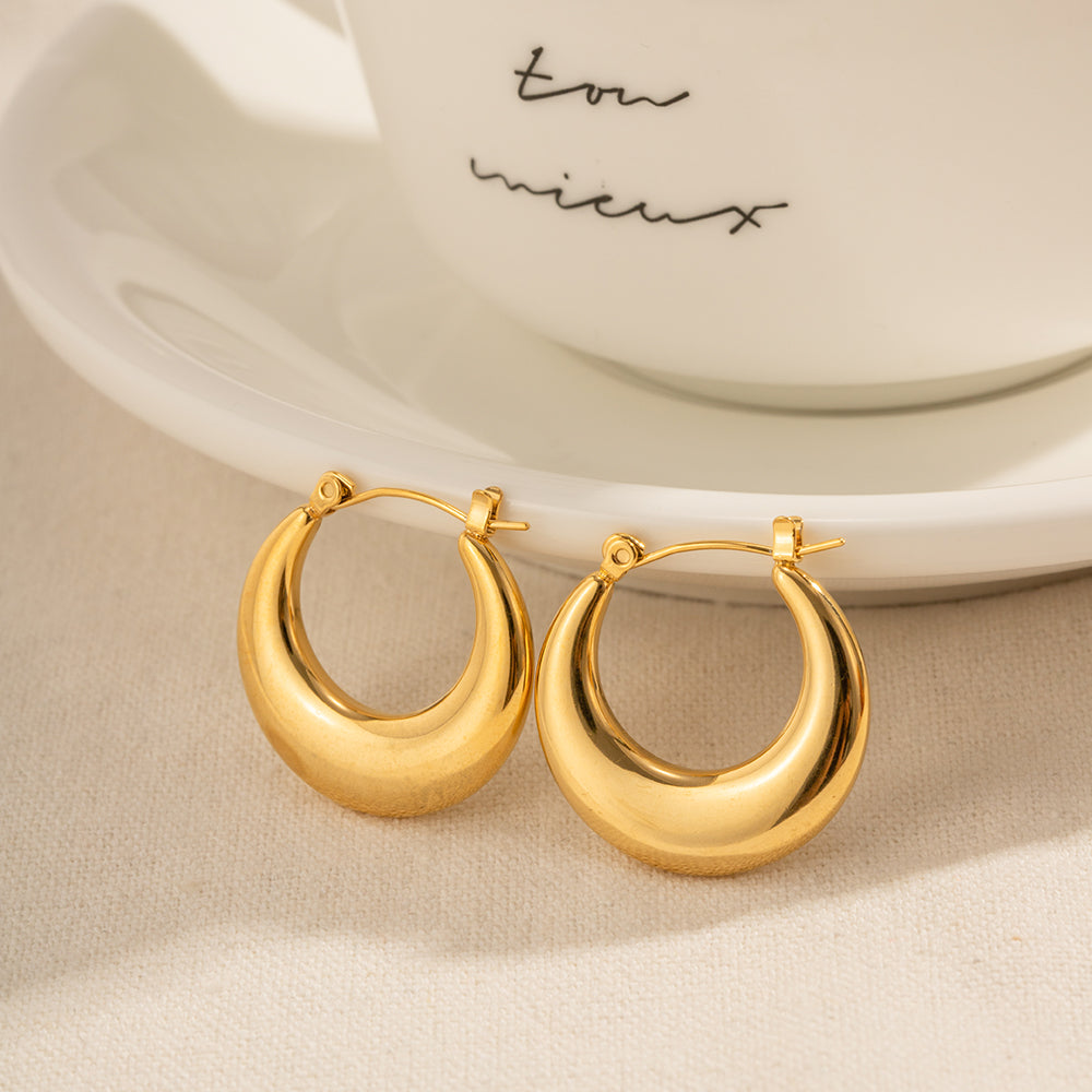 Crecent Curve Gold Hoops