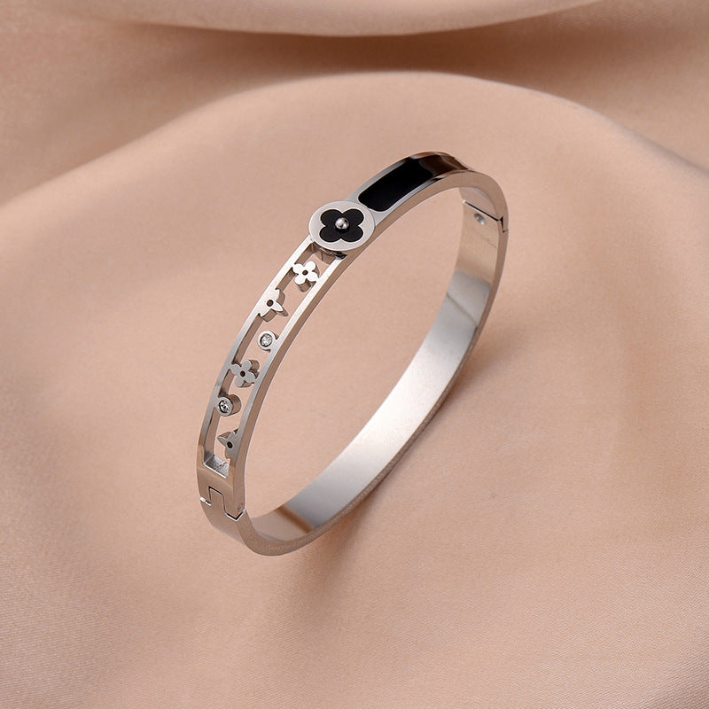 Enamel Floral Bangle Bracelet