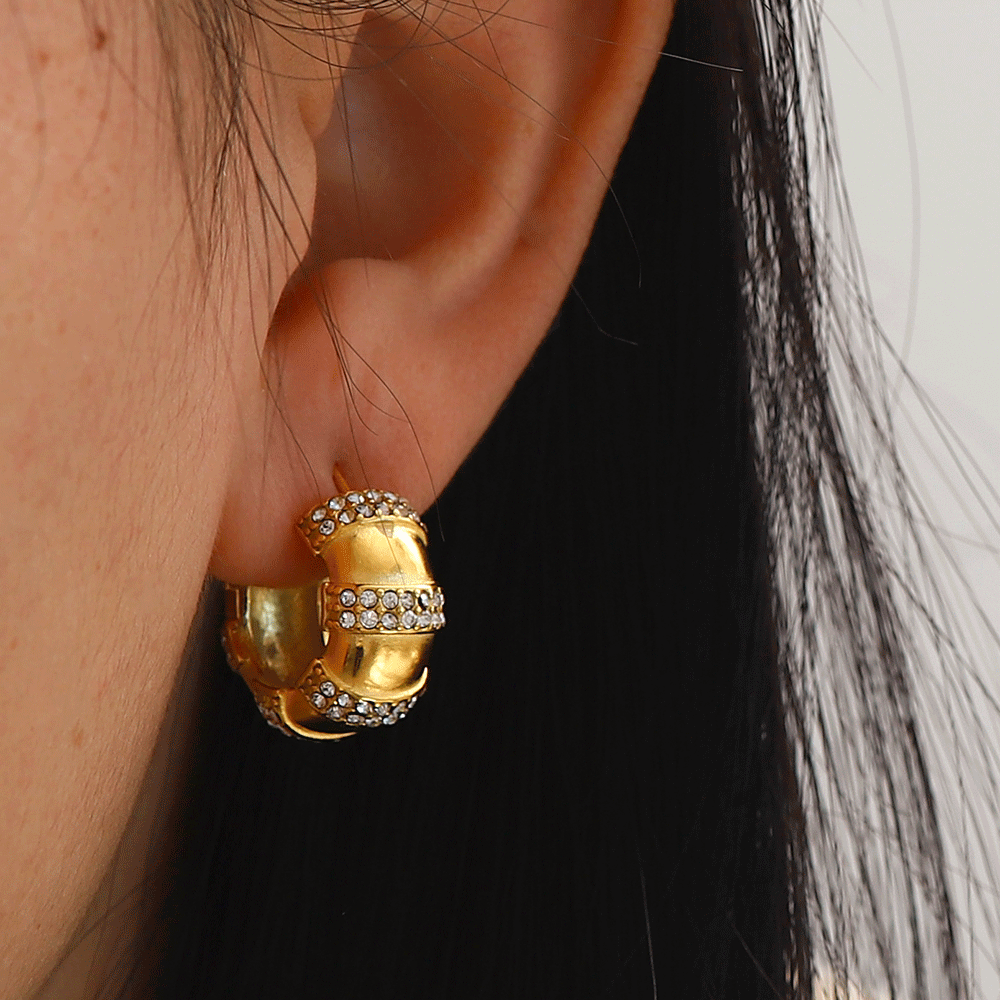 Helix Gold Hoops with Cubic Zirconia