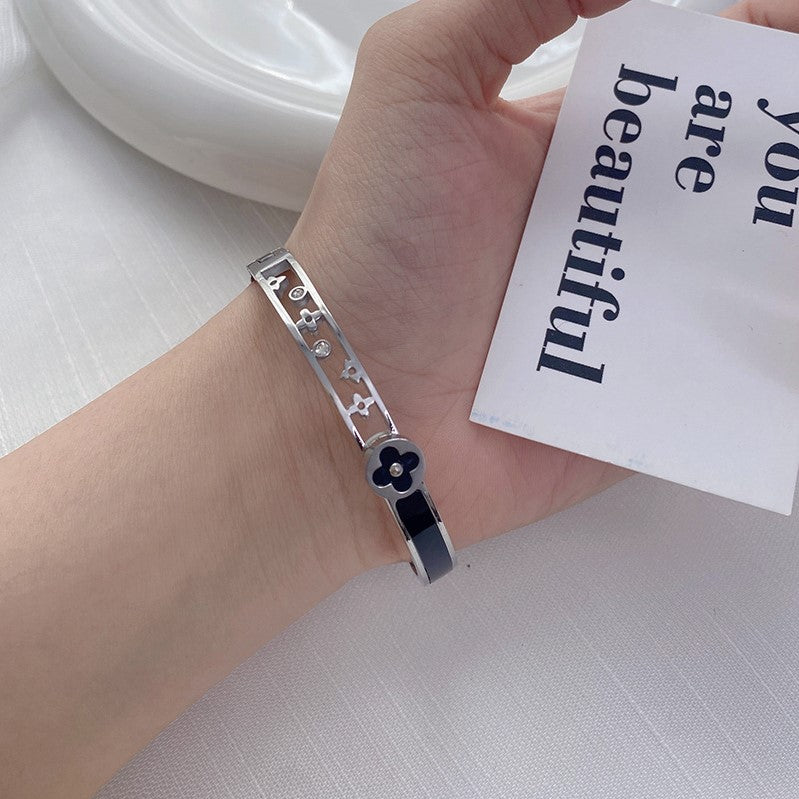 Enamel Floral Bangle Bracelet