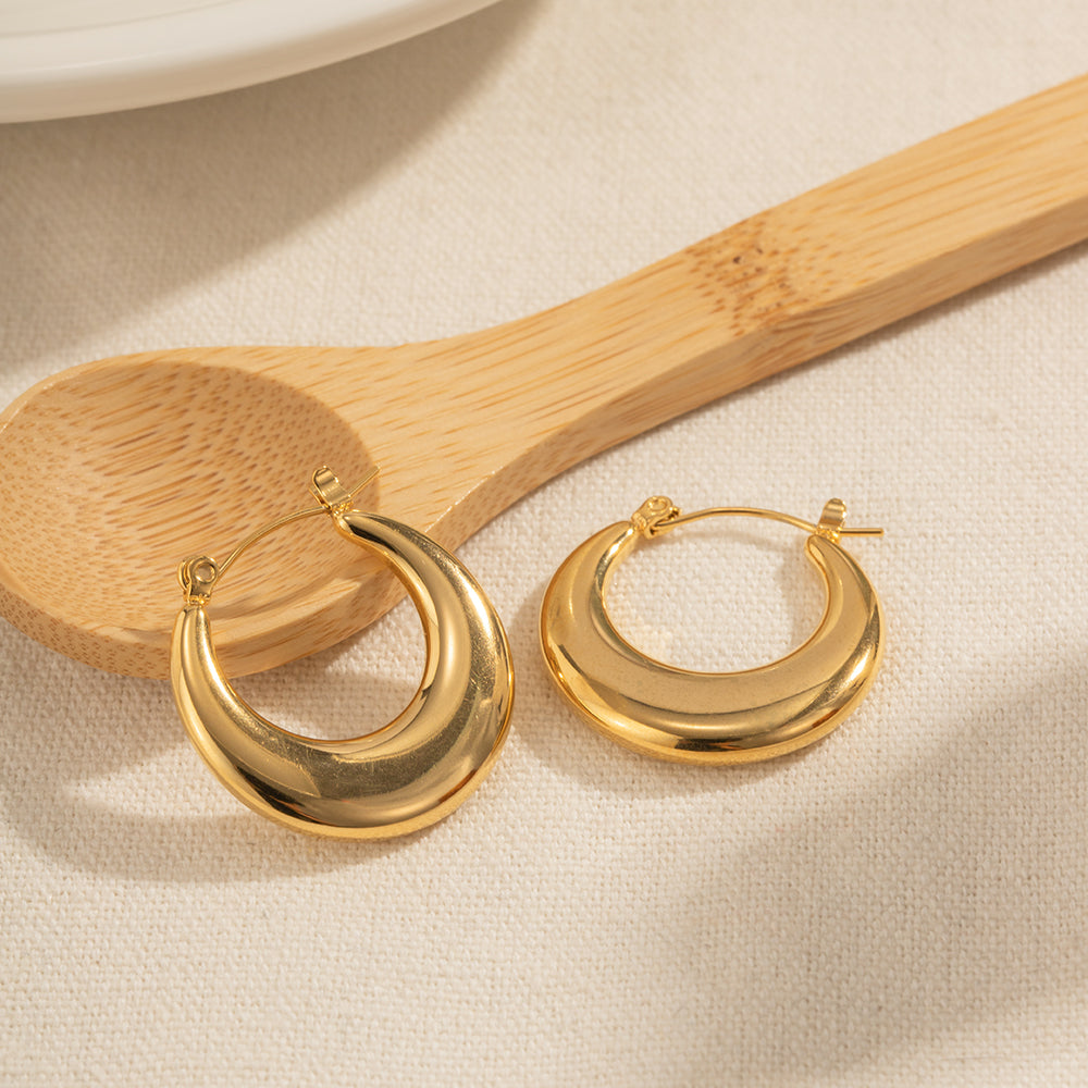 Crecent Curve Gold Hoops