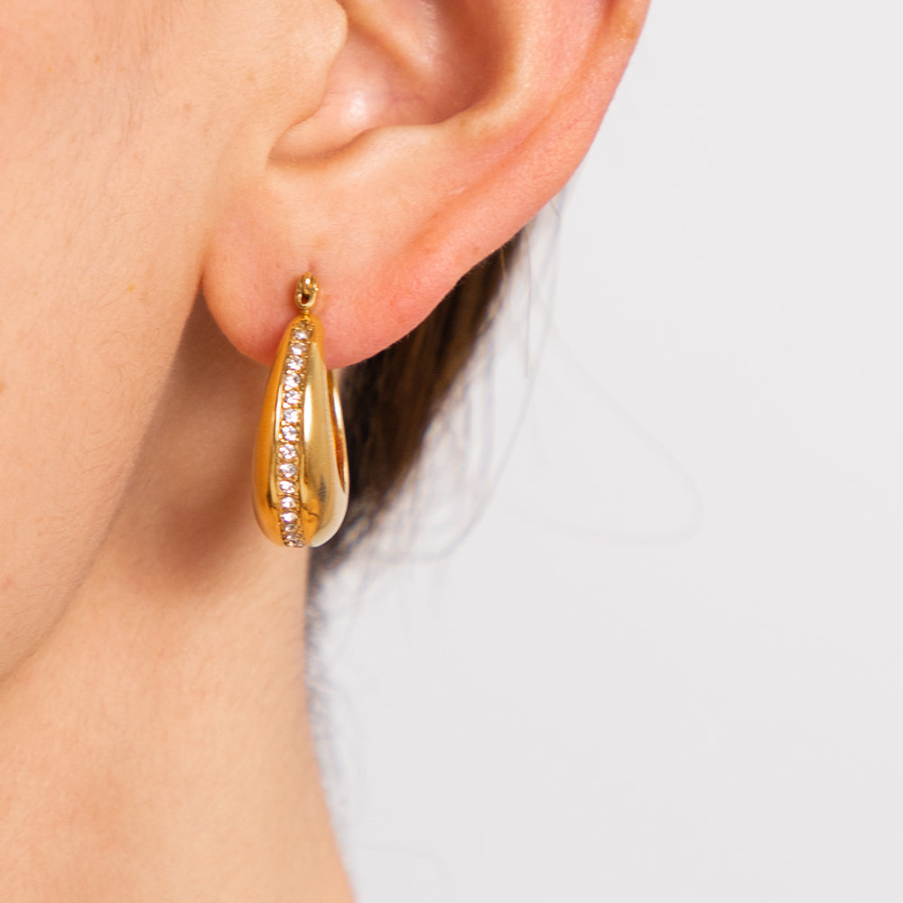 Sparkle Line Gold - Cubic Zirconia Hoops