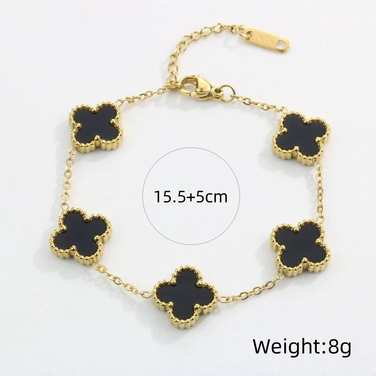 Black Enamel Clover Loose Bracelet