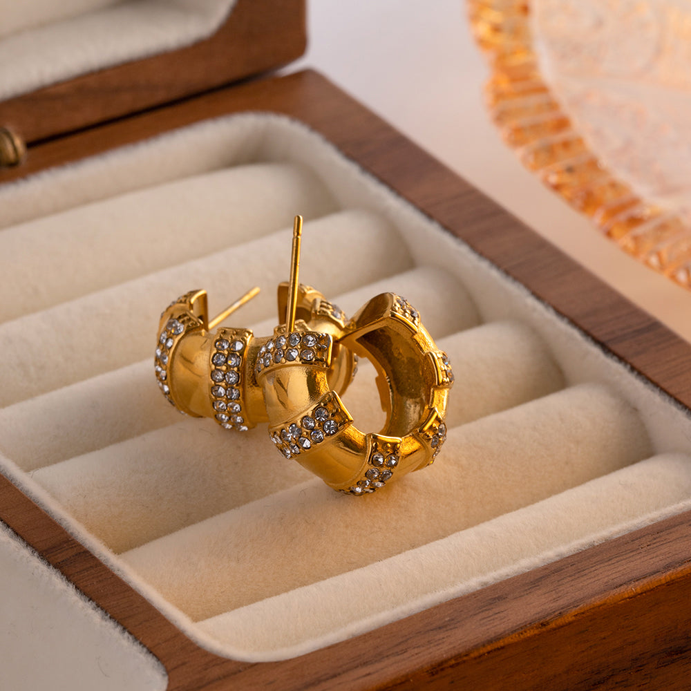Helix Gold Hoops with Cubic Zirconia