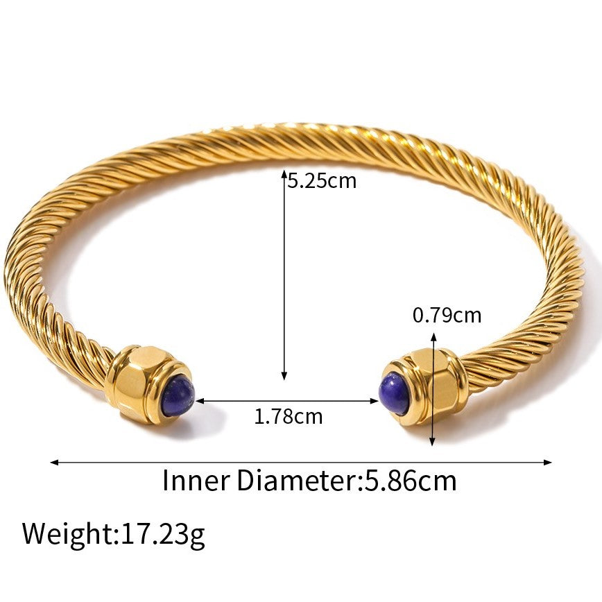 Gilded Enamel Charm - Gold Bangle Bracelet
