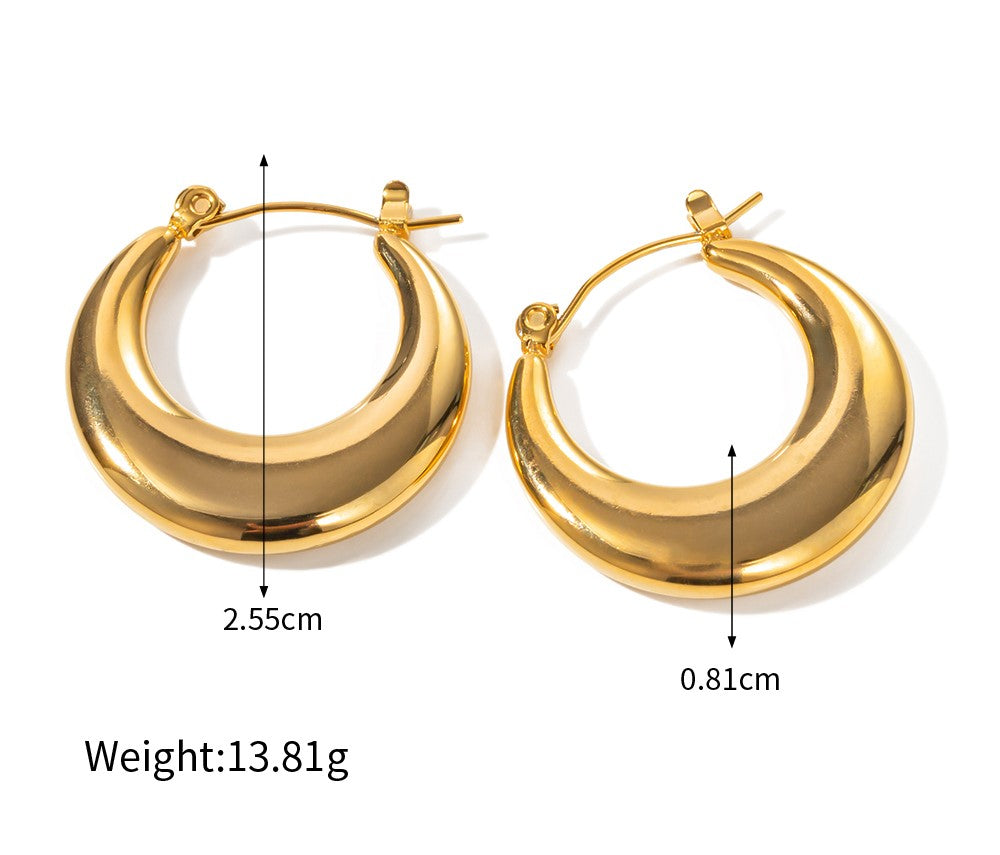 Crecent Curve Gold Hoops