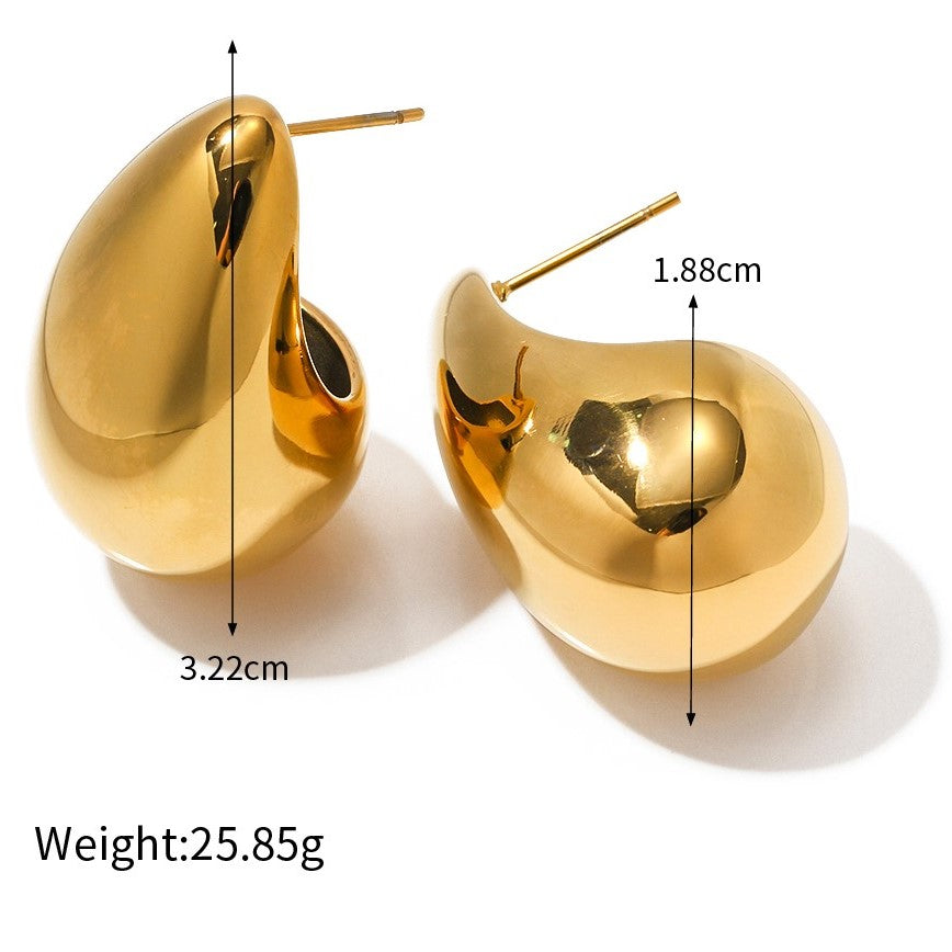 Glistening Teardrop Gold Hoops