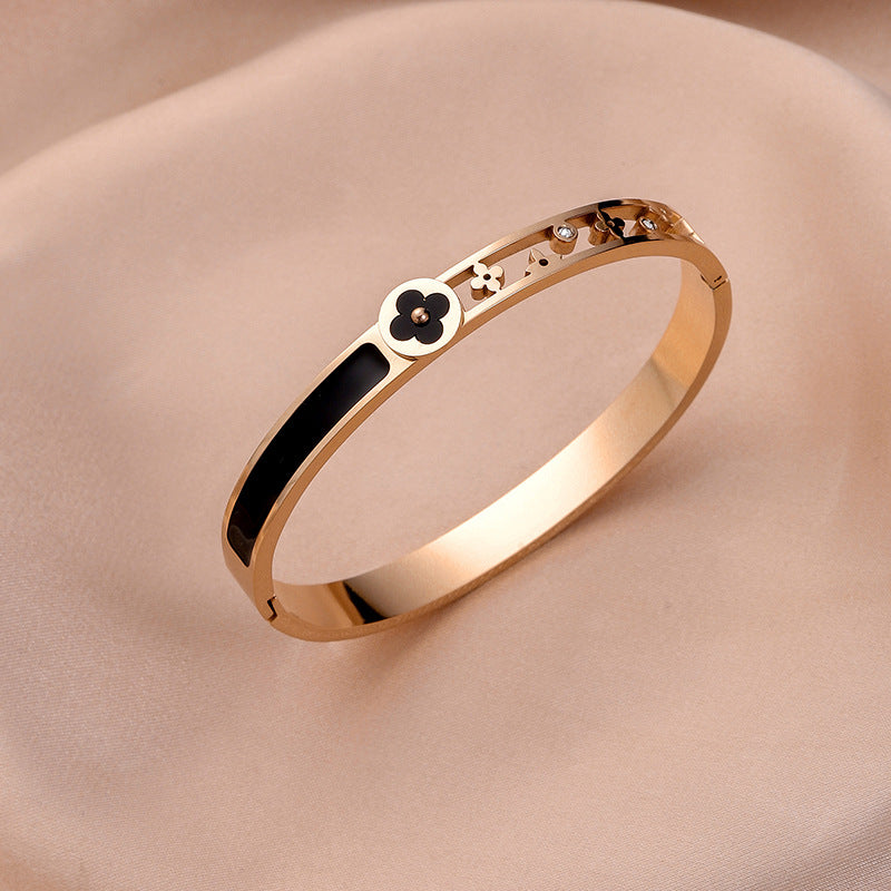 Enamel Floral Bangle Bracelet