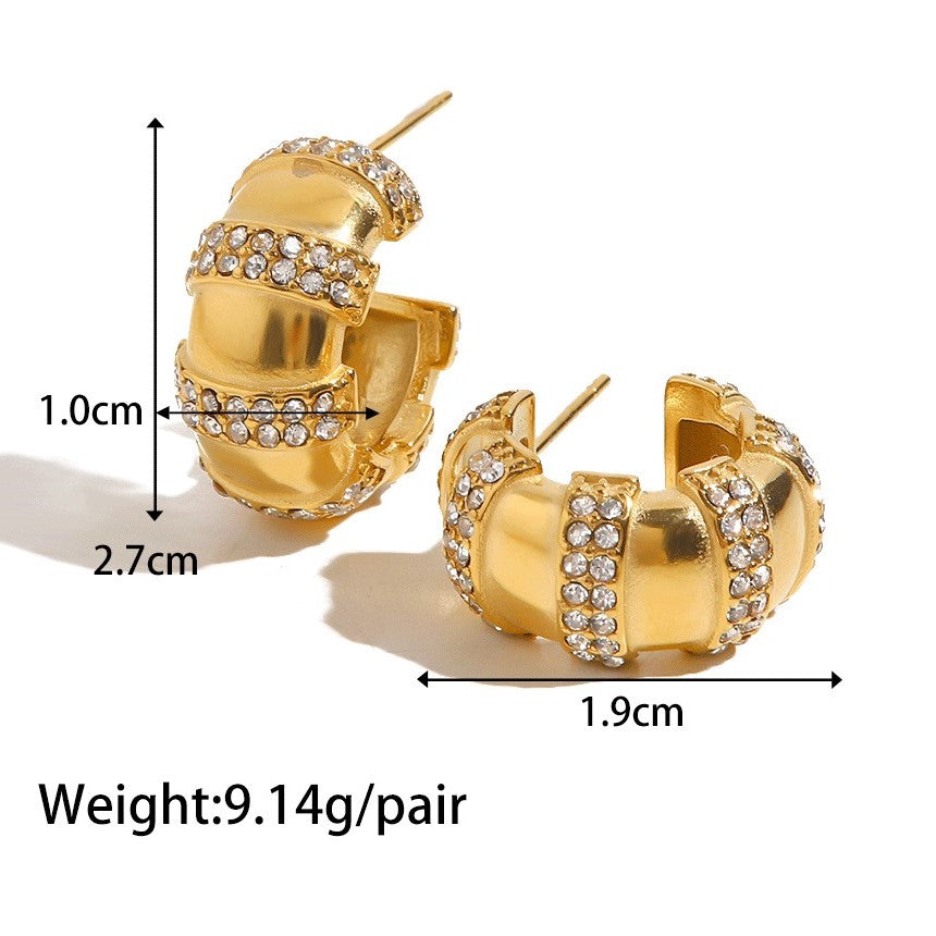 Helix Gold Hoops with Cubic Zirconia