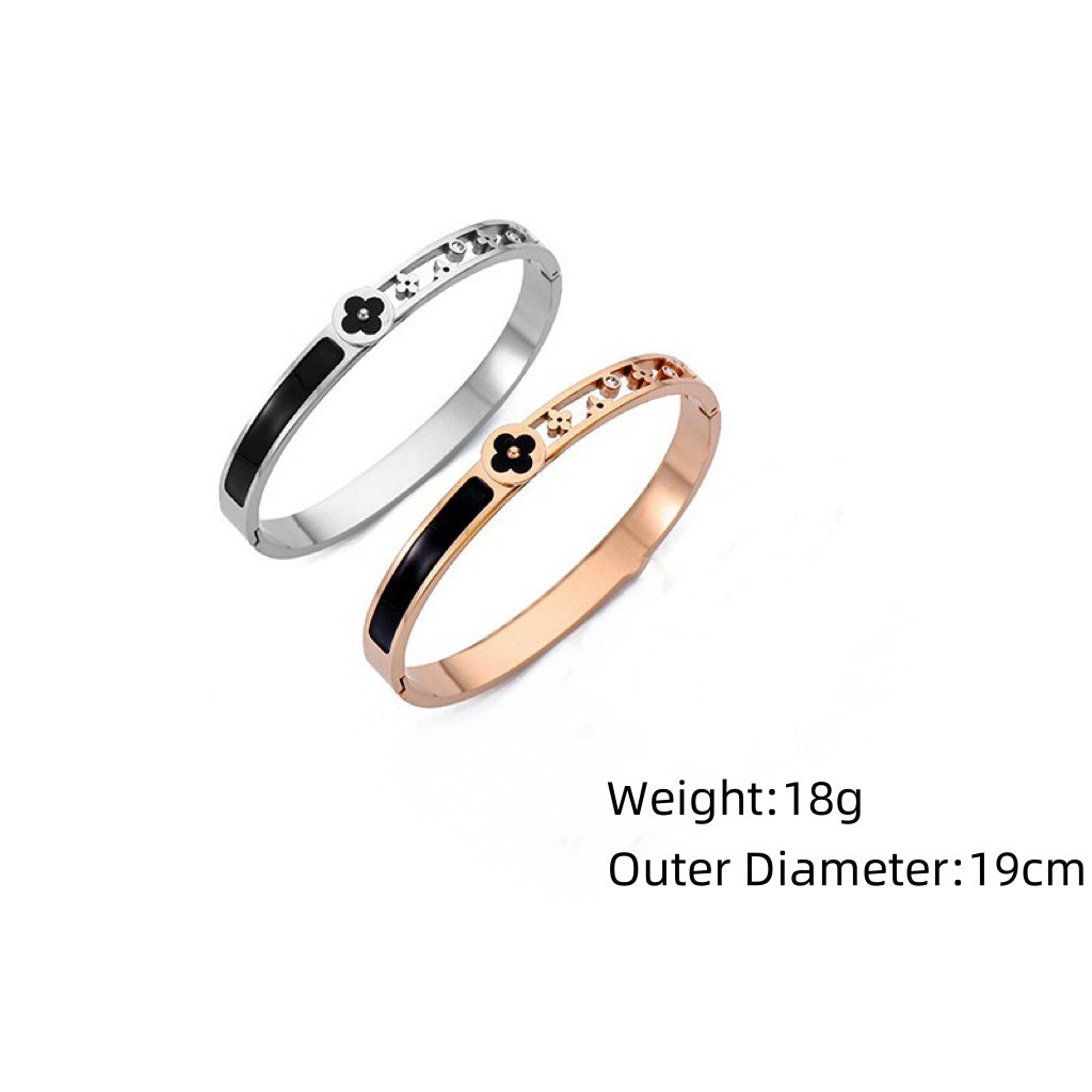 Enamel Floral Bangle Bracelet