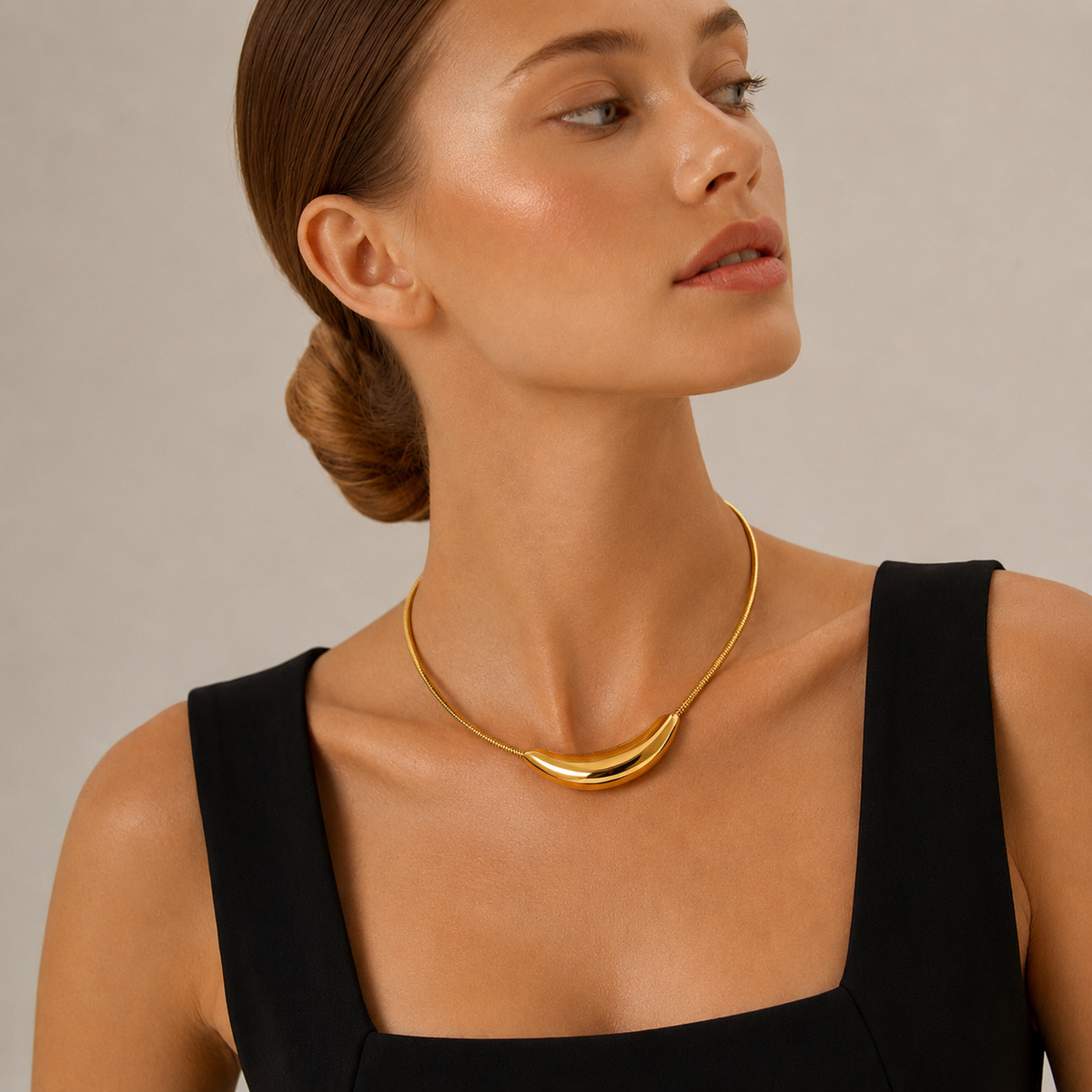 Gold Stiff Statement Necklace