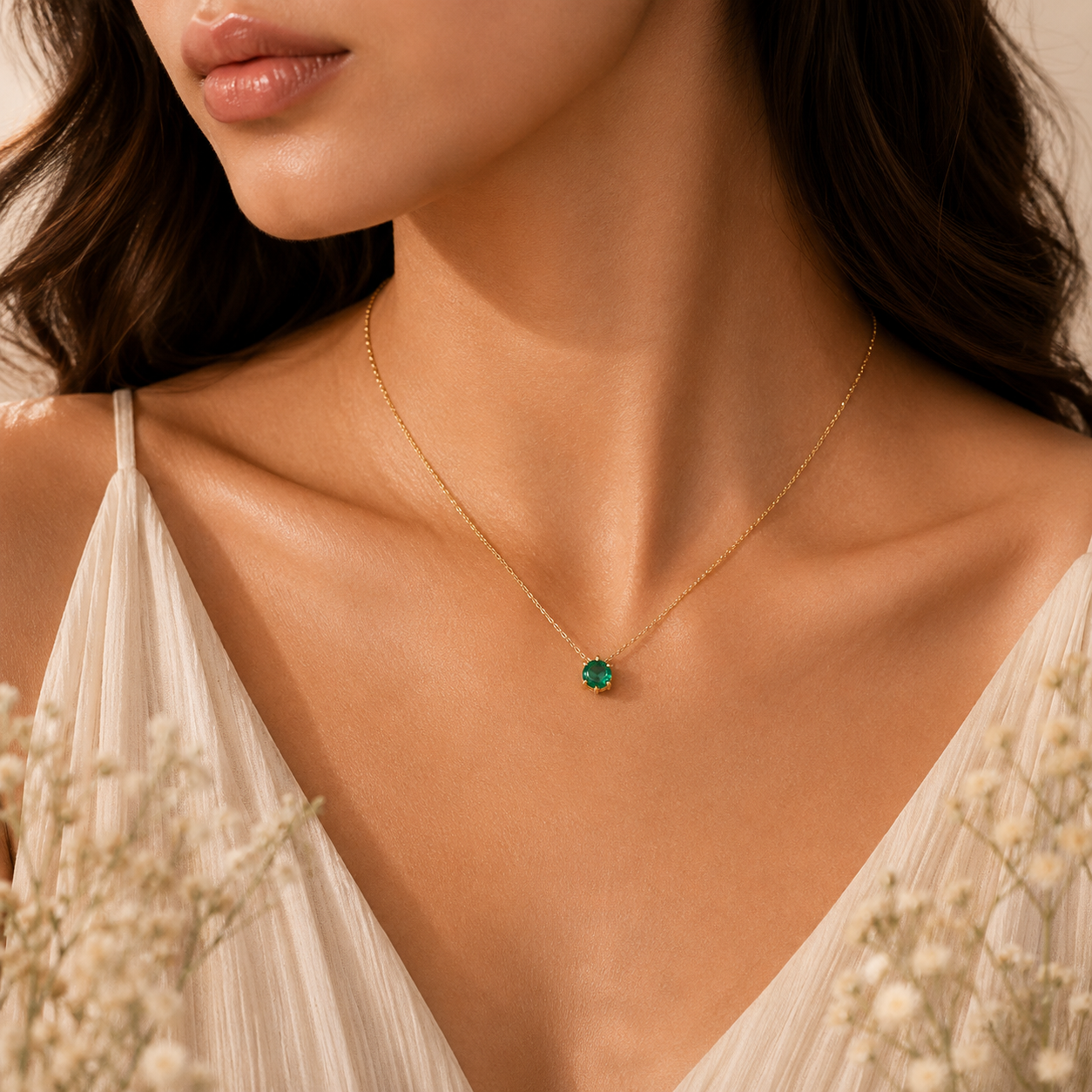 Green Stone Pendant Necklace