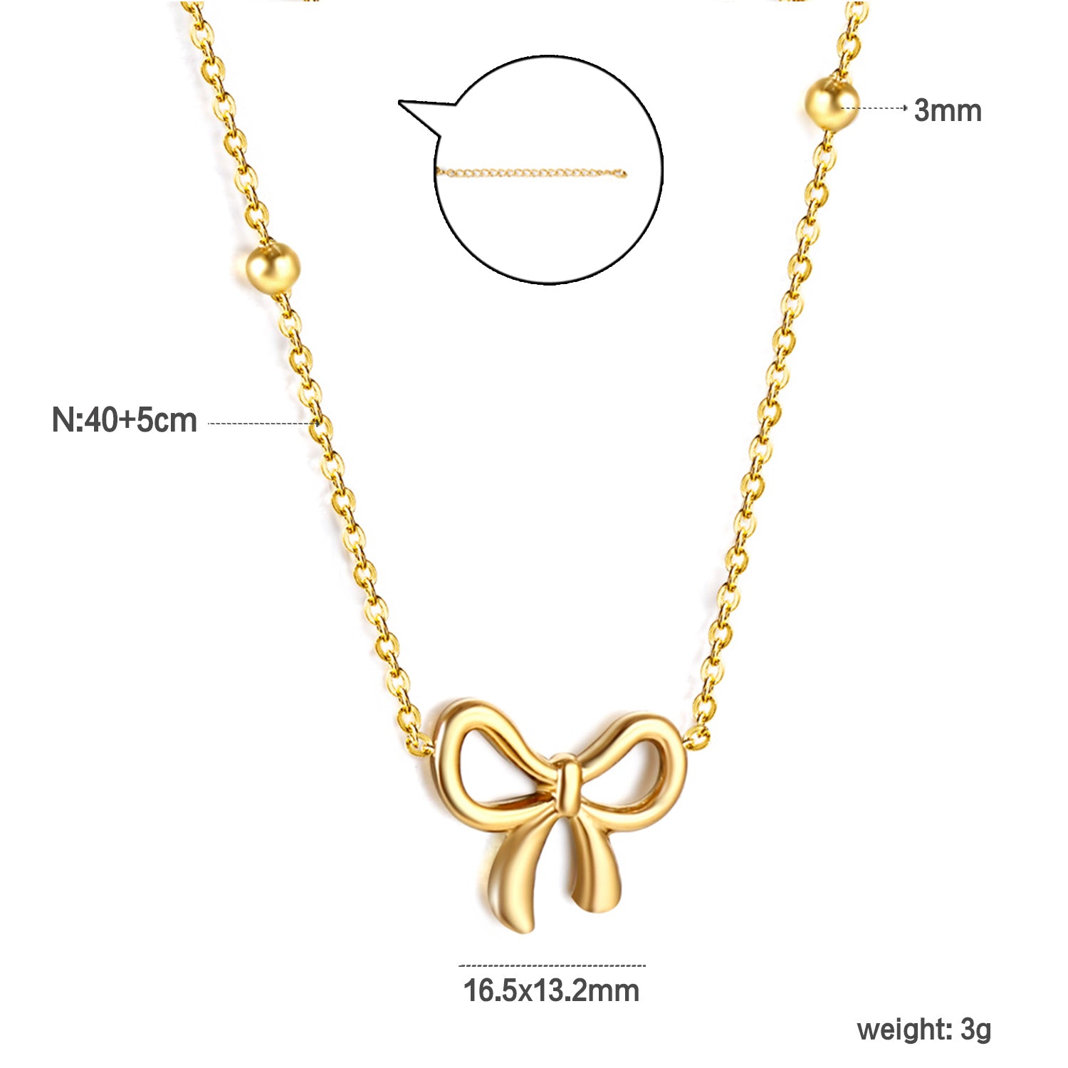Gold Bow Pendant Necklace