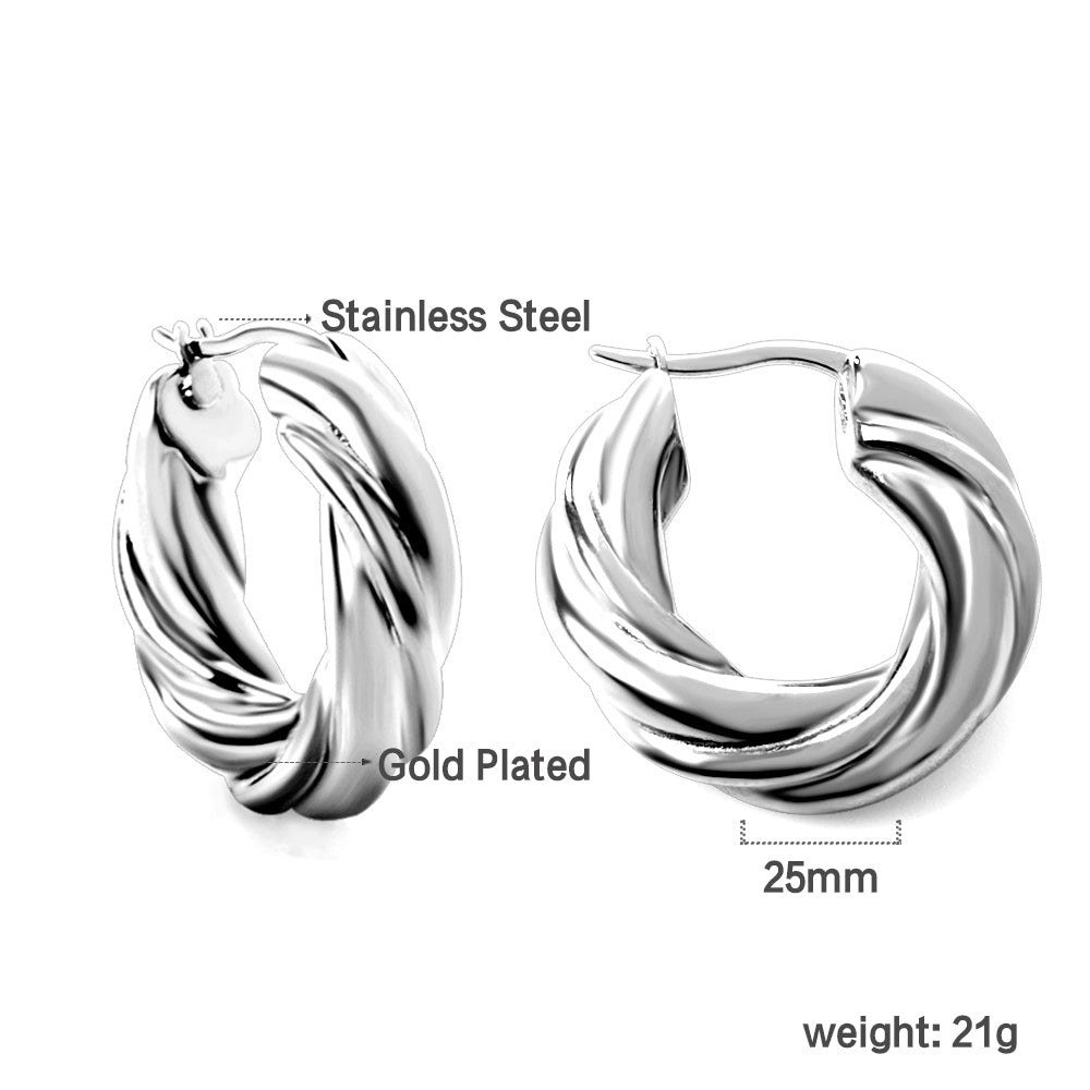 Textured Silver Hoops