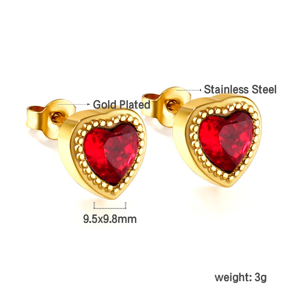 Red Heart Studs
