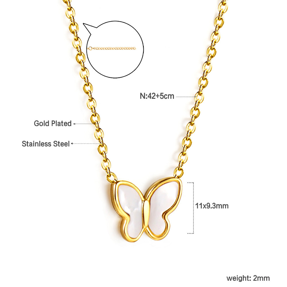 White Butterfly MOP Necklace