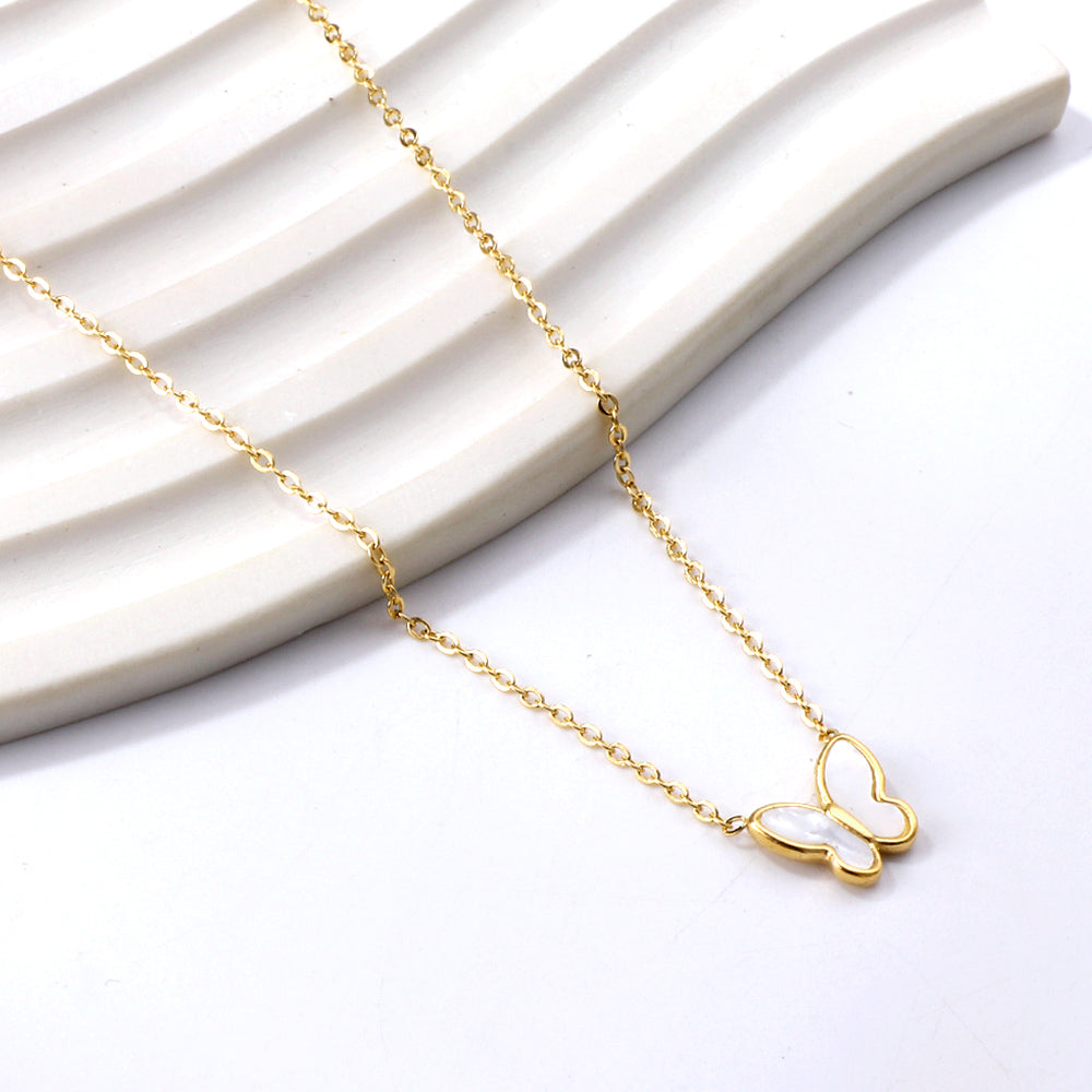 White Butterfly MOP Necklace