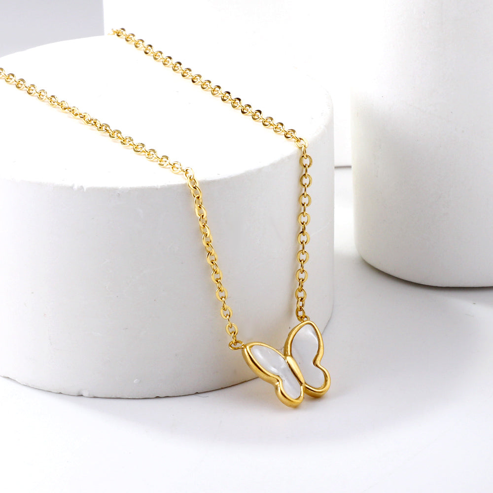 White Butterfly MOP Necklace