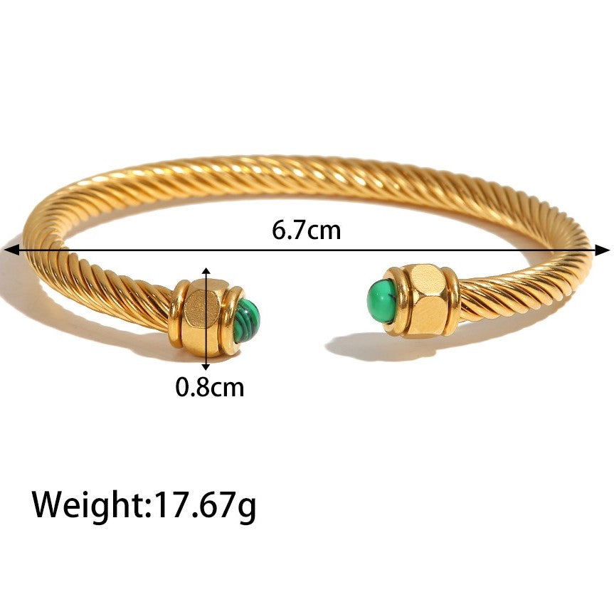 Gilded Enamel Charm - Gold Bangle Bracelet
