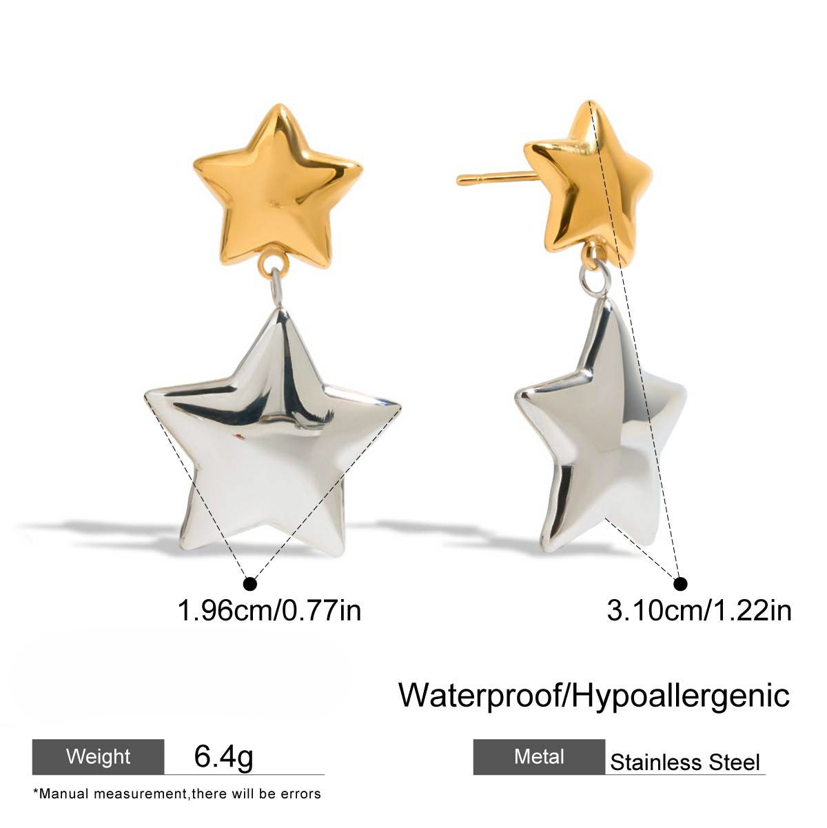 Gold and Silver Star Danglers