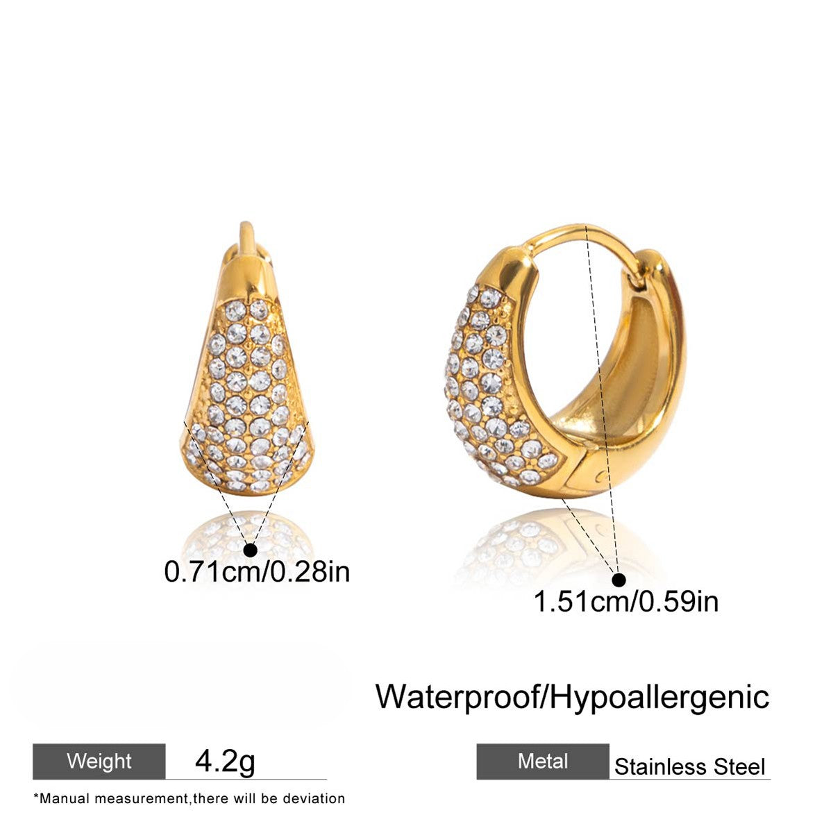 Diamond crusted small Hoops