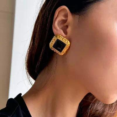 Big Black Enamel Stud